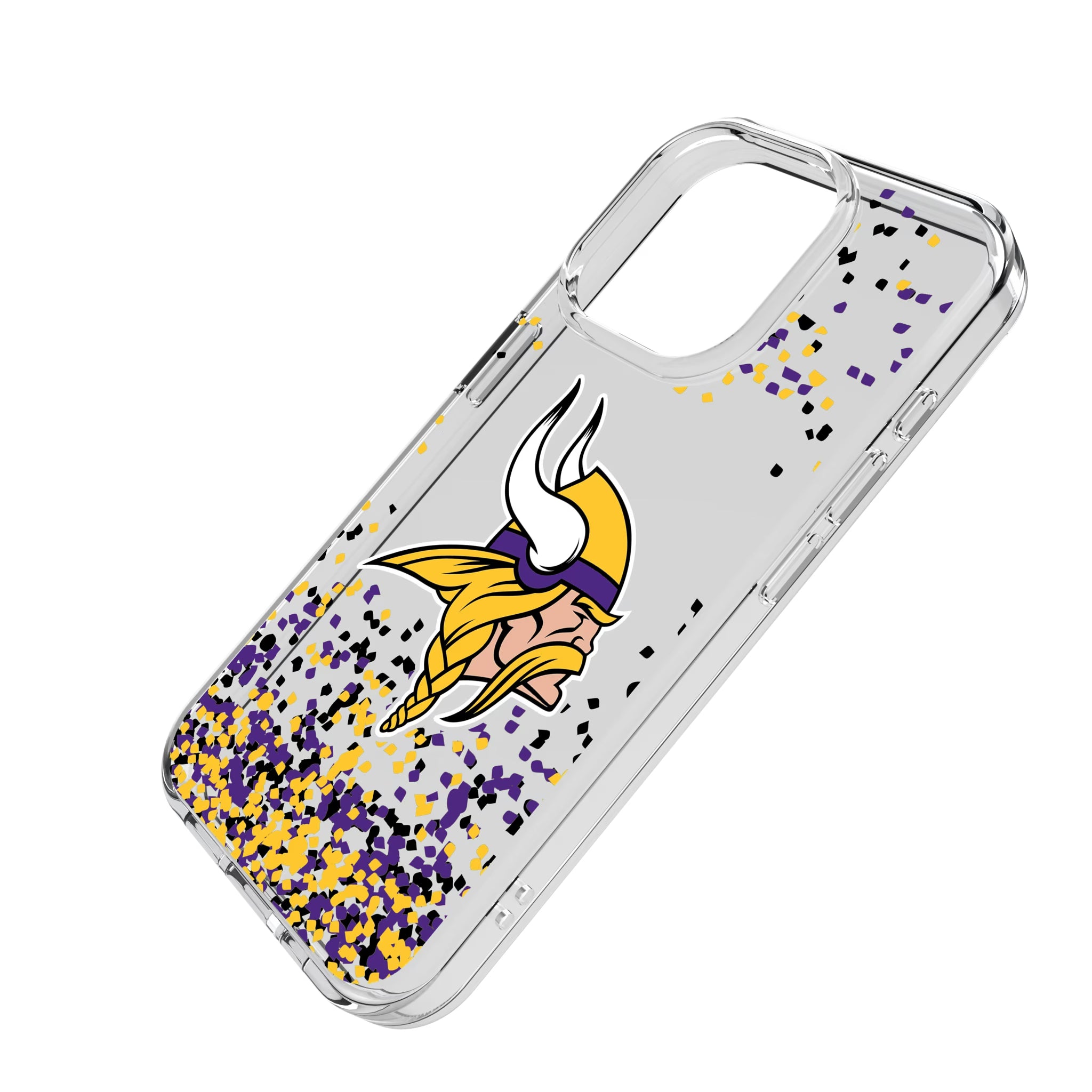 Minnesota Vikings Confetti iPhone Clear Phone Case for Apple iPhone - Isometric View