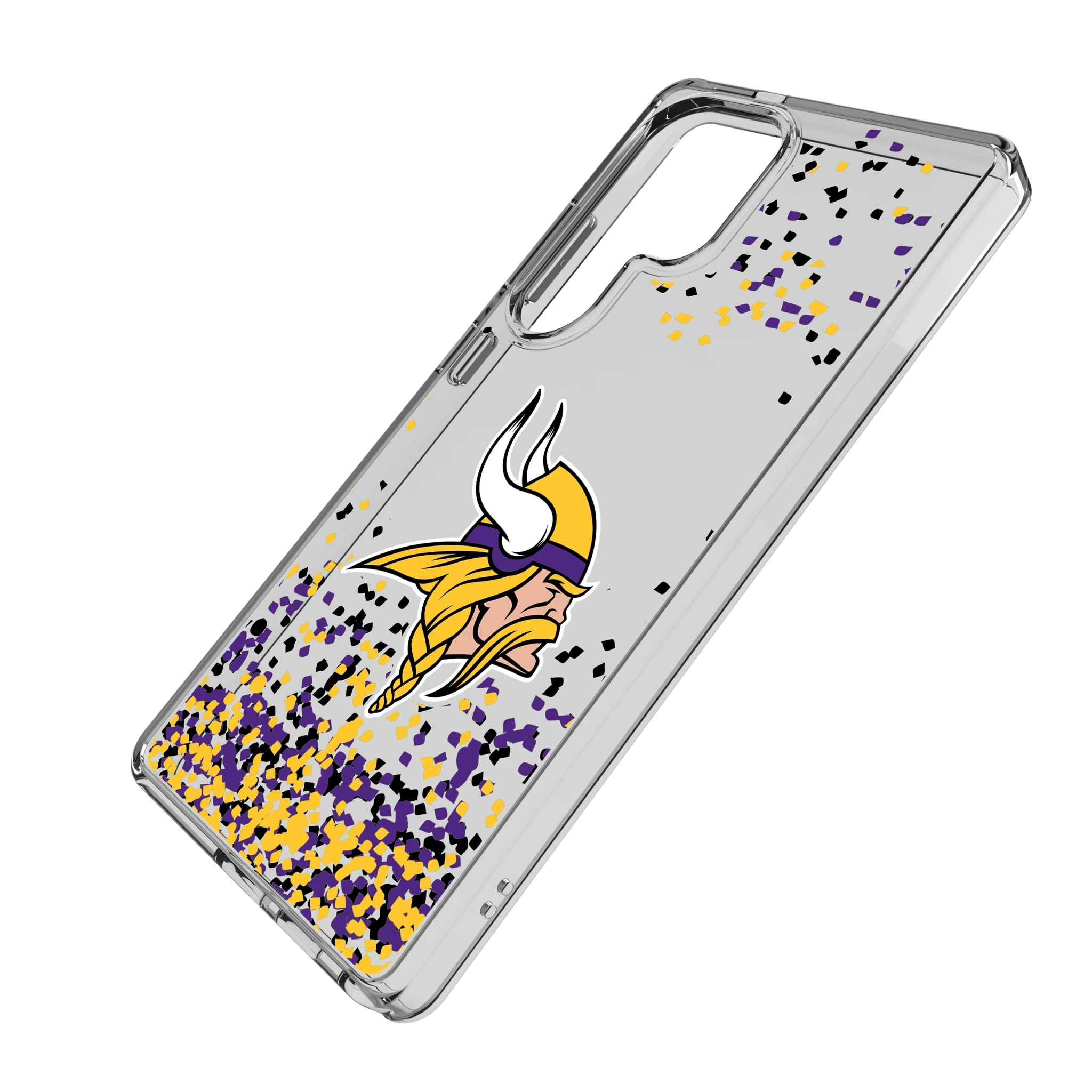 Minnesota Vikings Confetti Galaxy Clear Phone Case for Samsung Galaxy - Isometric View