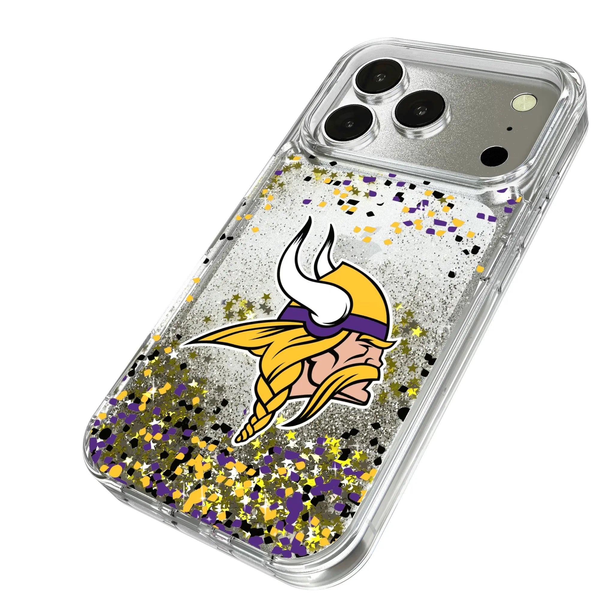 Minnesota Vikings Confetti iPhone Glitter Phone Case for Apple iPhone - Isometric View