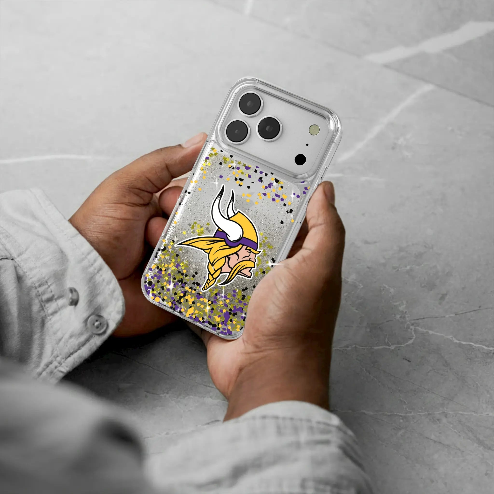 Minnesota Vikings Confetti iPhone Glitter Phone Case for Apple iPhone - Lifestyle