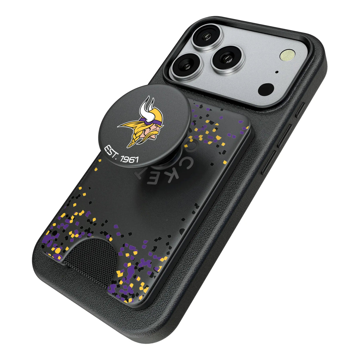Minnesota Vikings Confetti Popsockets Wallet Magnetic - Isometric View
