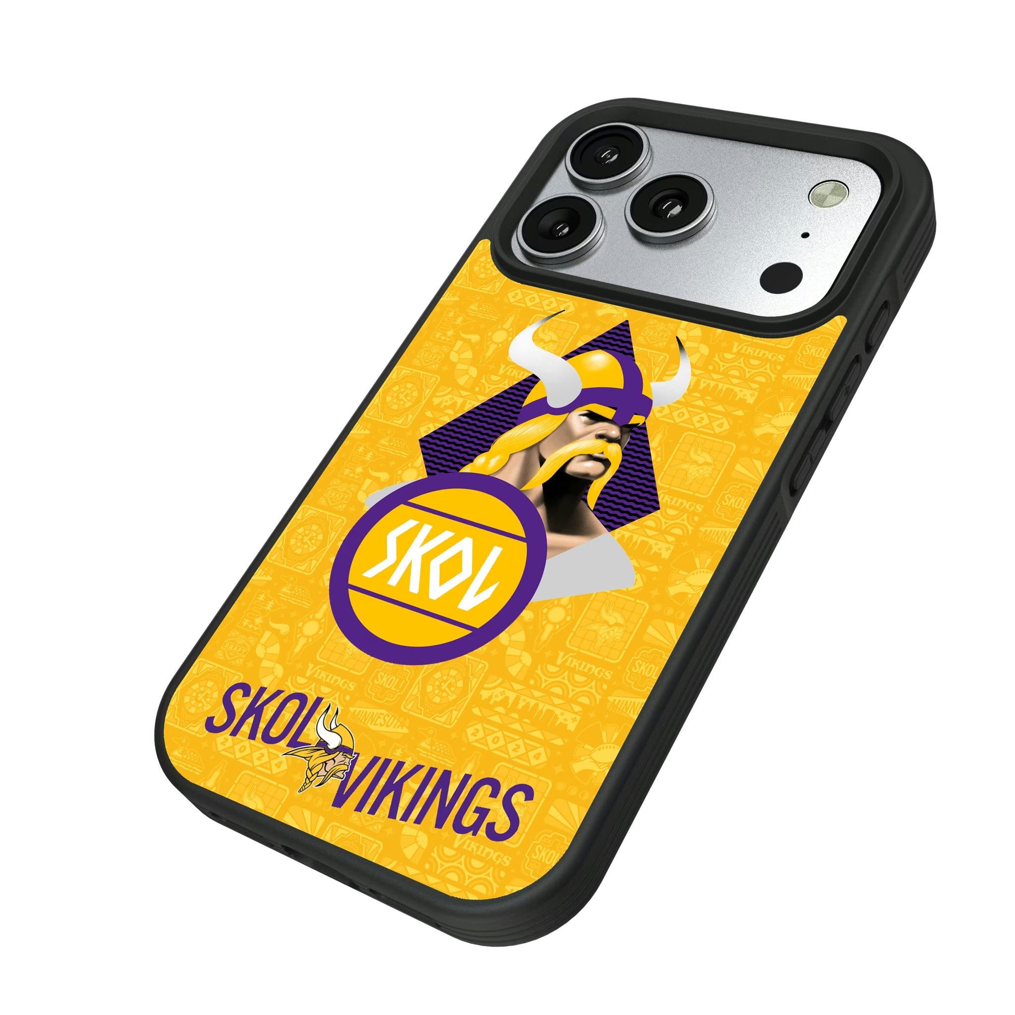 Minnesota Vikings Deco iPhone Bump Phone Case for Apple iPhone - Isometric View#Device_iPhone 17 Pro