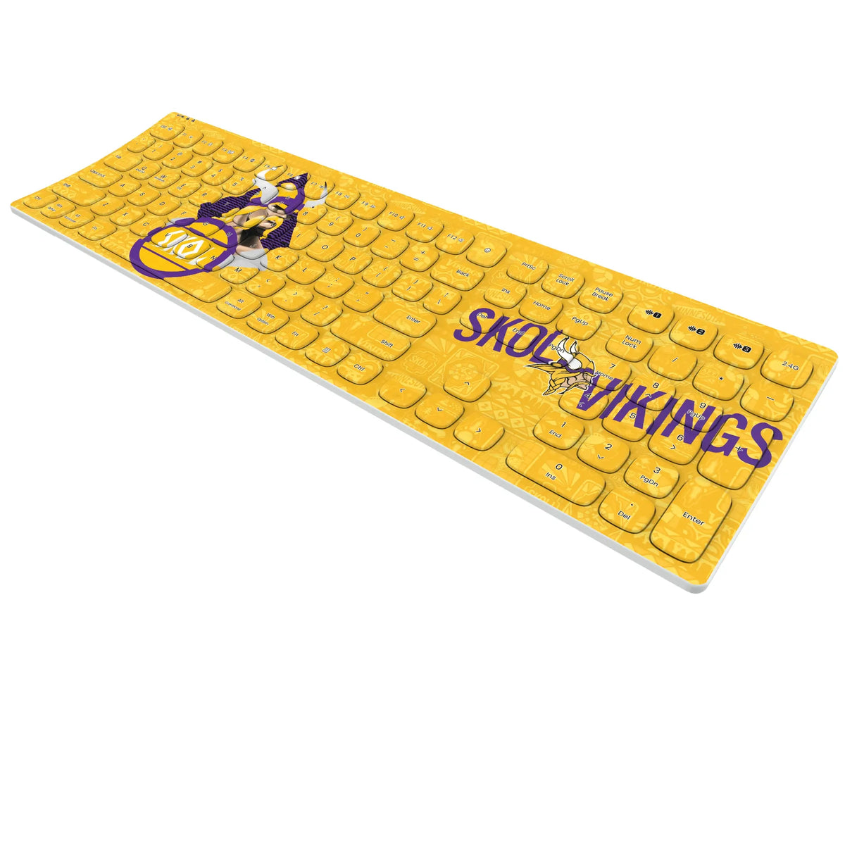 Minnesota Vikings Deco KKB605 Curved Wireless Keyboard - Isometric View