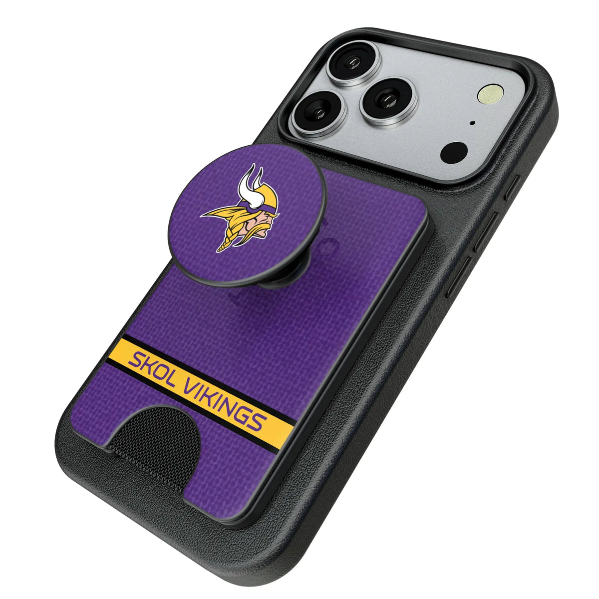 Minnesota Vikings Endzone Solid Popsockets Wallet Magnetic - Isometric View