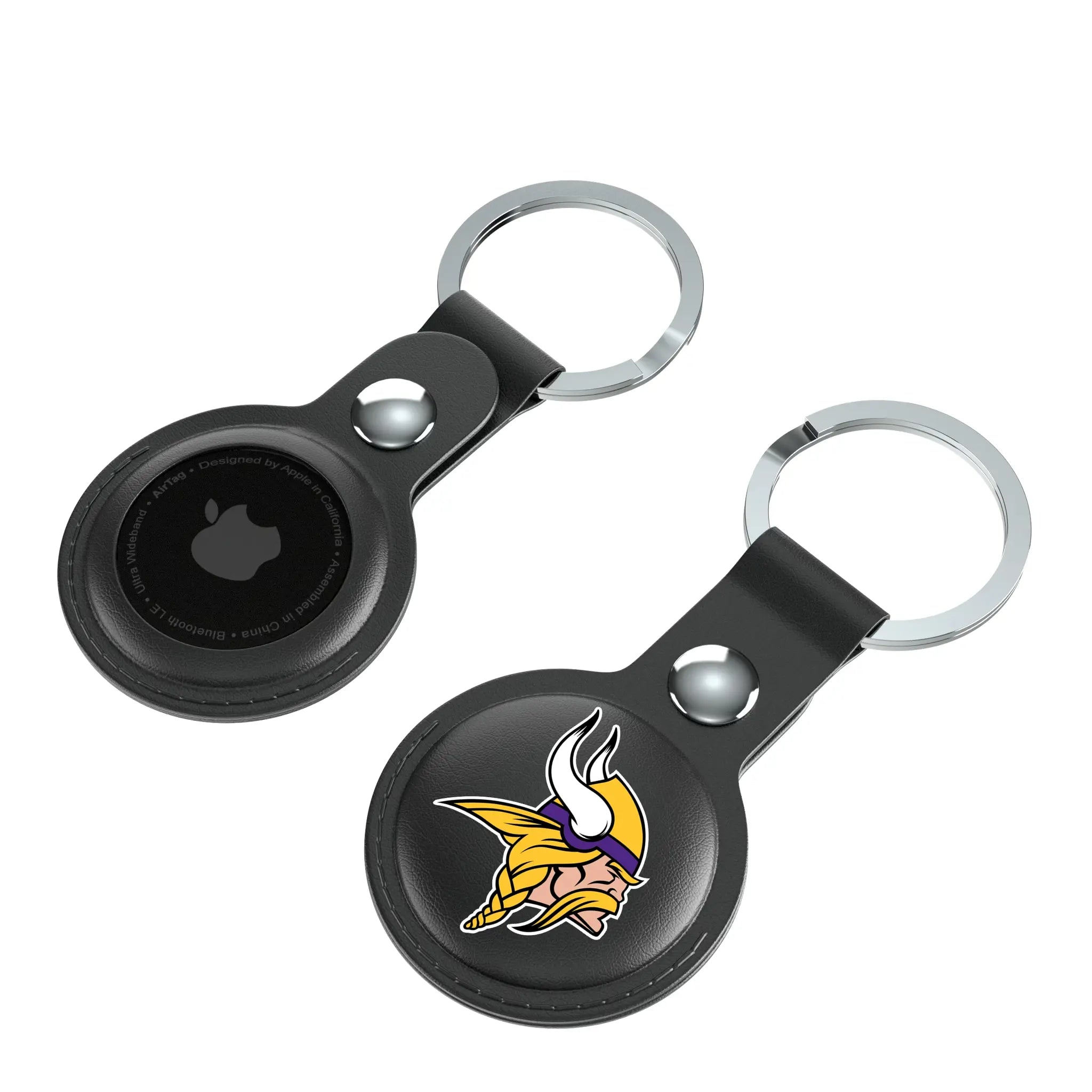 Minnesota Vikings Insignia AirTag Black Airtag Holder 2-Pack - Isometric View