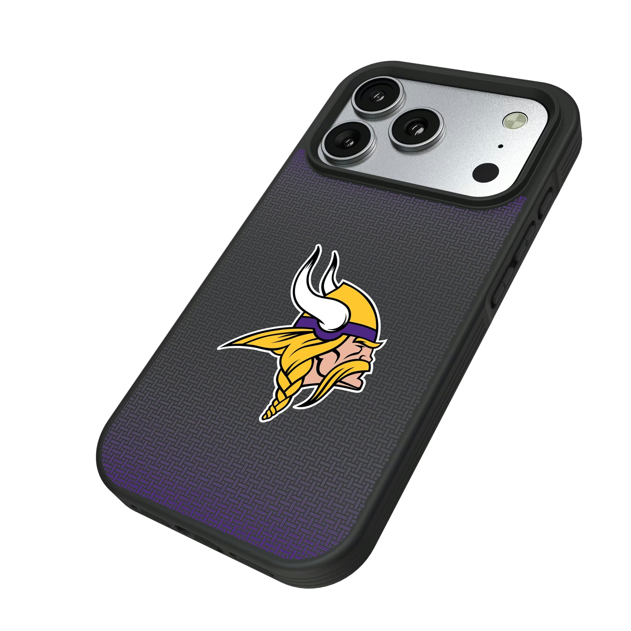 Minnesota Vikings Linen iPhone Bump Phone Case for Apple iPhone - Isometric View#Device_iPhone 17 Pro
