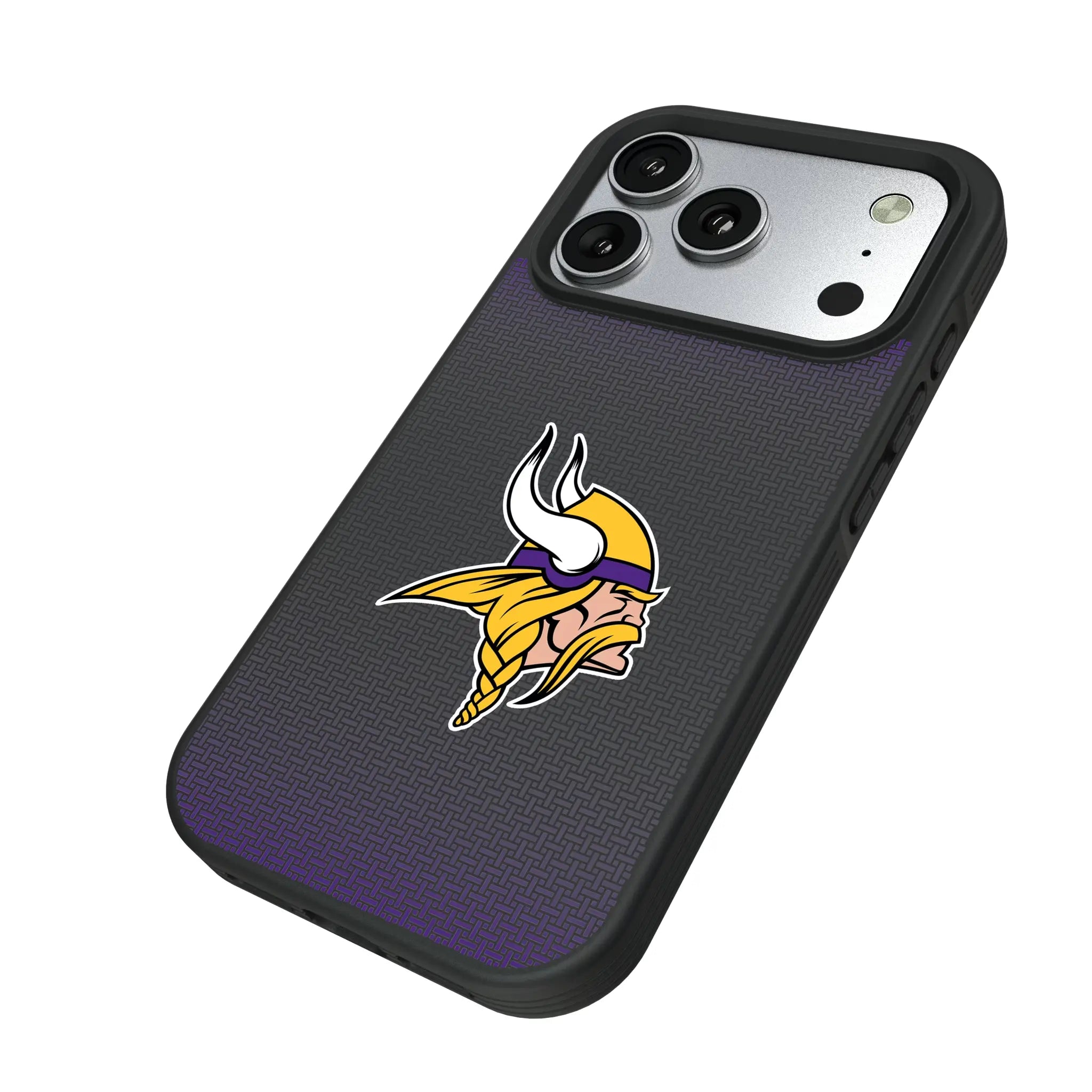 Minnesota Vikings Linen iPhone Bump Phone Case for Apple iPhone - Isometric View#Device_iPhone 17 Pro