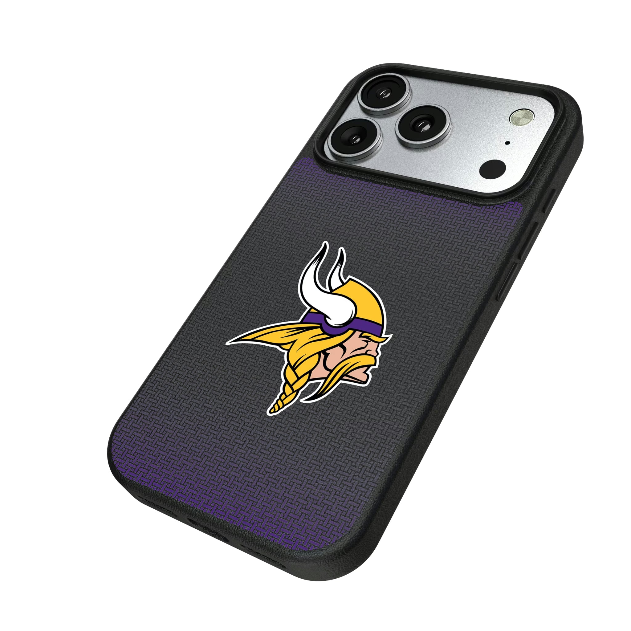Minnesota Vikings Linen iPhone MagSafe Compatible Phone Case for Apple iPhone - Isometric View#Device_iPhone 17 Pro