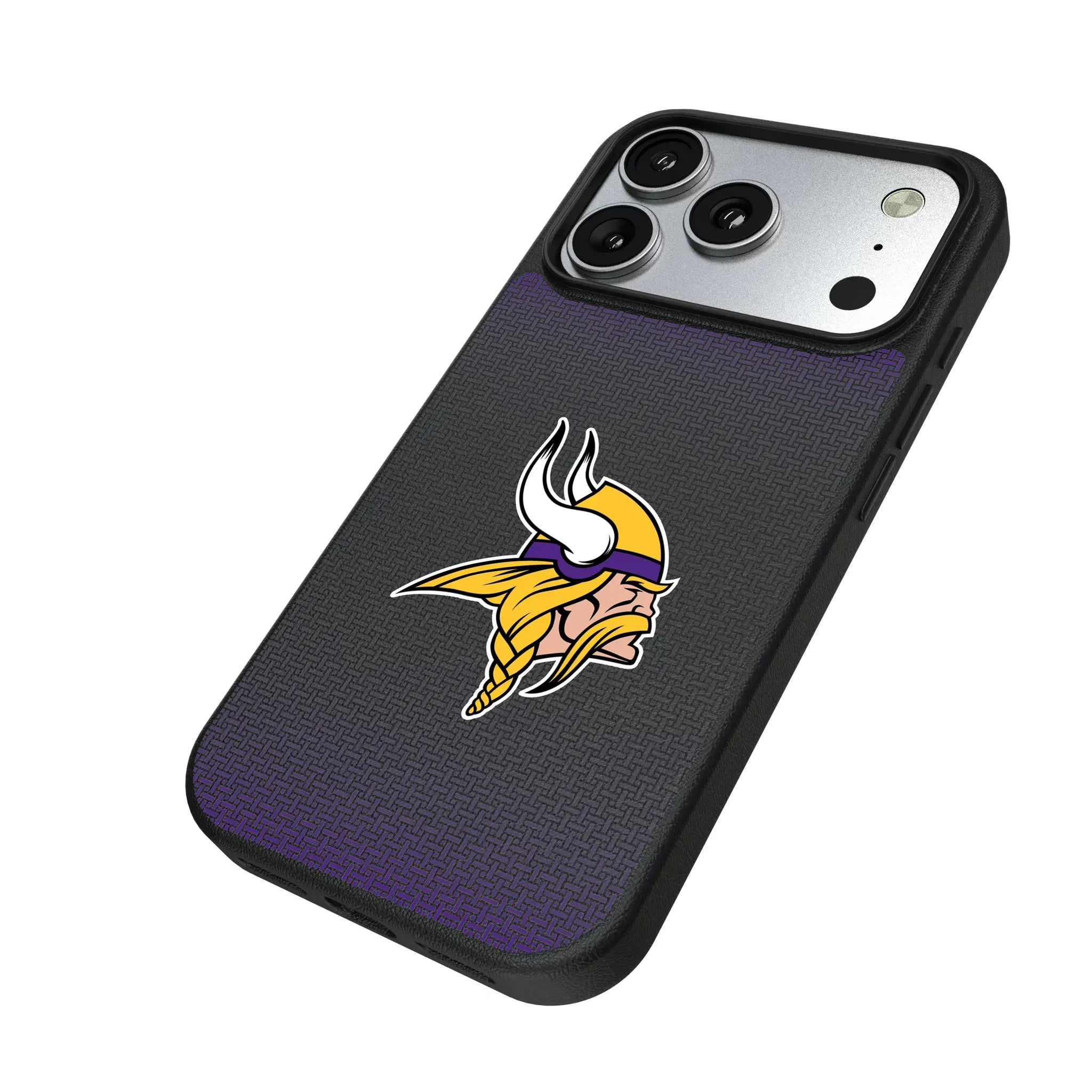 Minnesota Vikings Linen iPhone MagSafe Compatible Phone Case for Apple iPhone - Isometric View#Device_iPhone 17 Pro