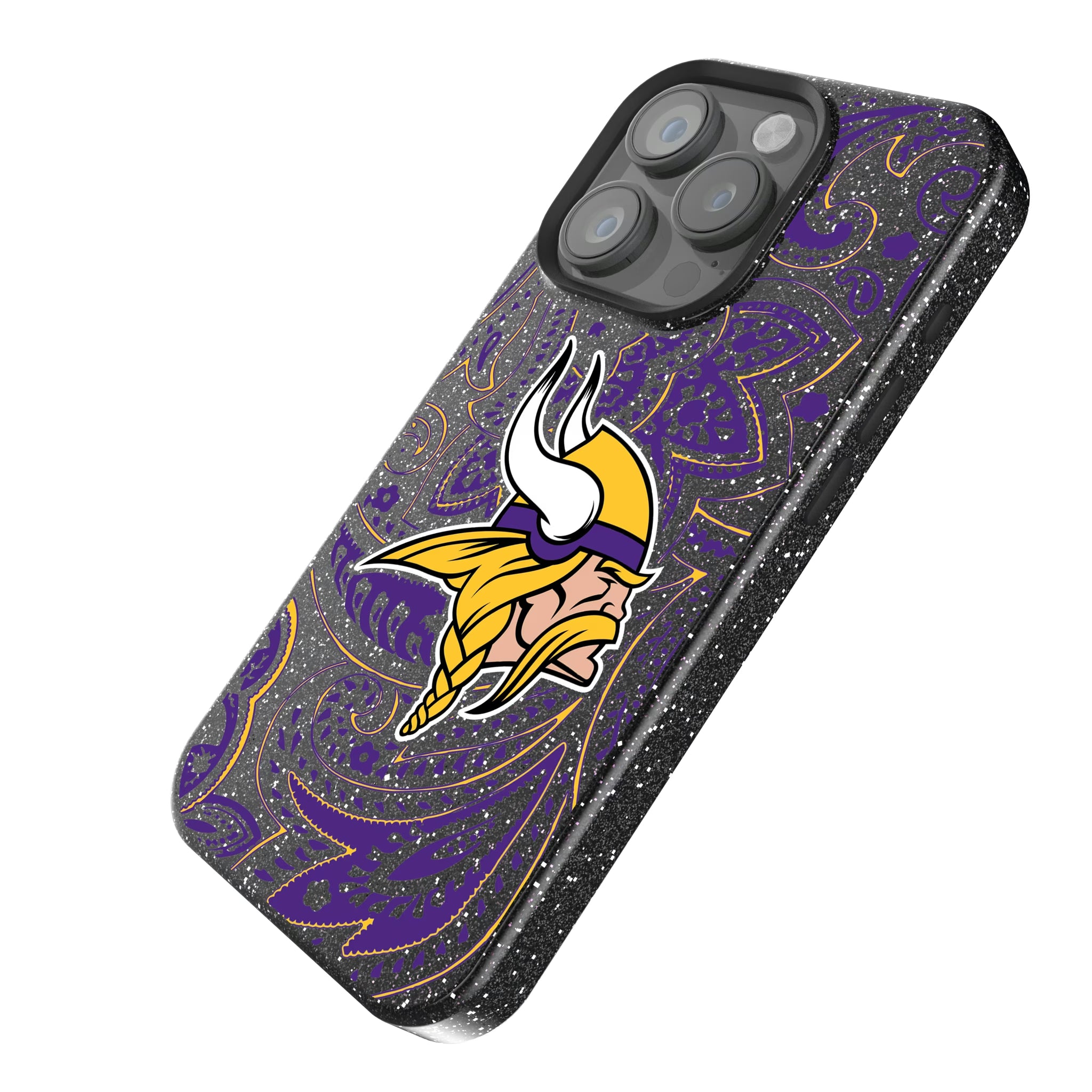 Minnesota Vikings Paisley iPhone Bling Phone Case for Apple iPhone - Isometric View