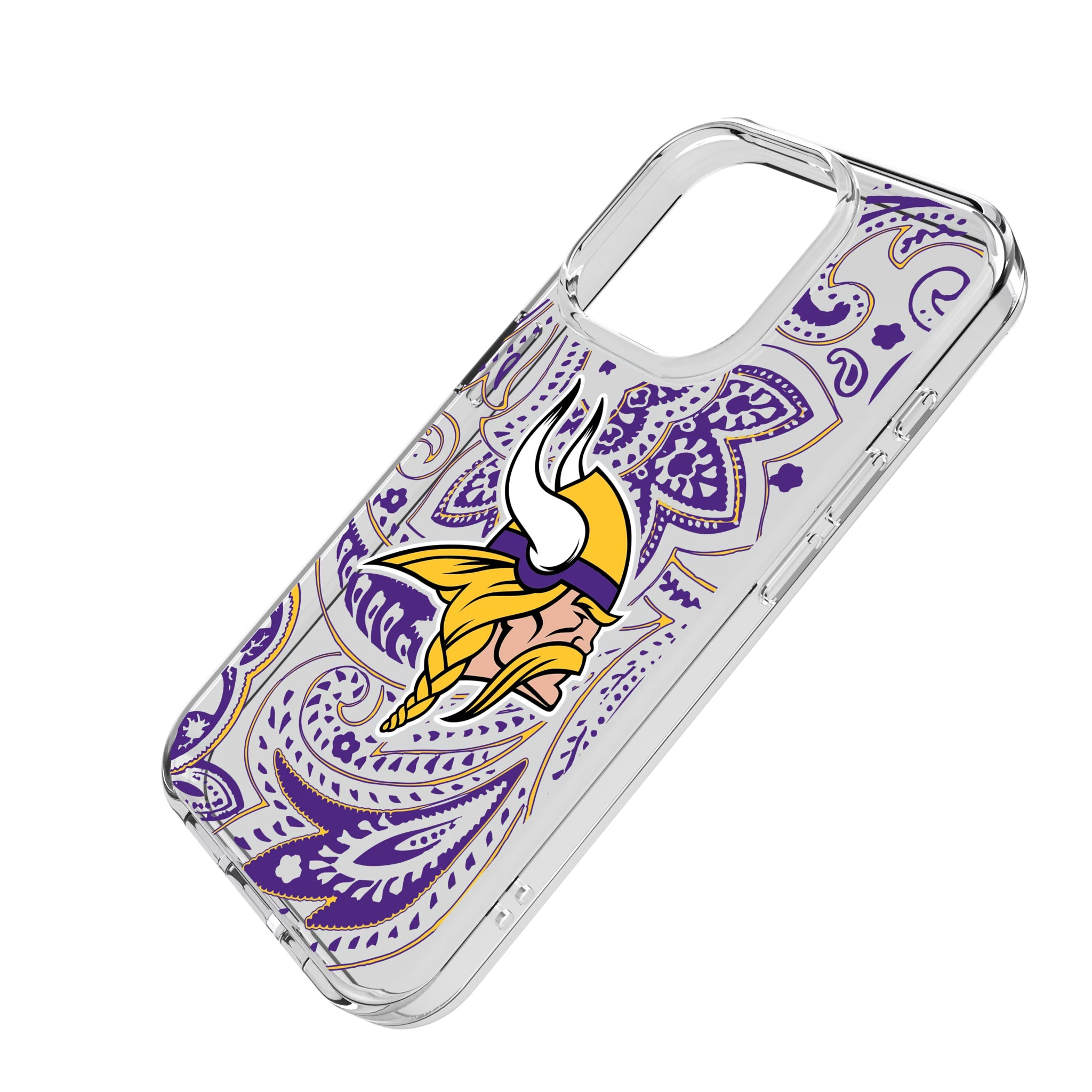 Minnesota Vikings Paisley iPhone Clear Phone Case for Apple iPhone - Isometric View