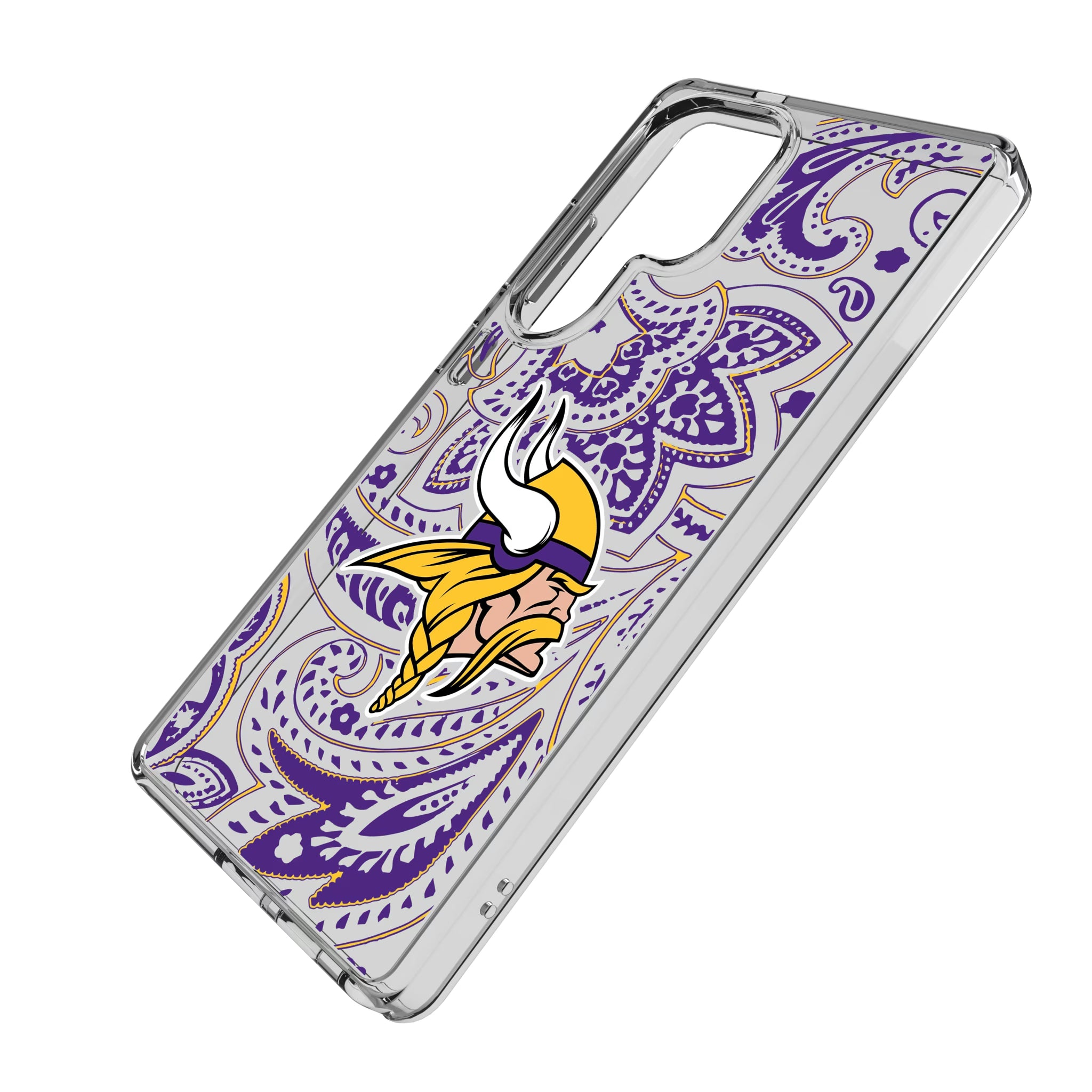 Minnesota Vikings Paisley Galaxy Clear Phone Case for Samsung Galaxy - Isometric View