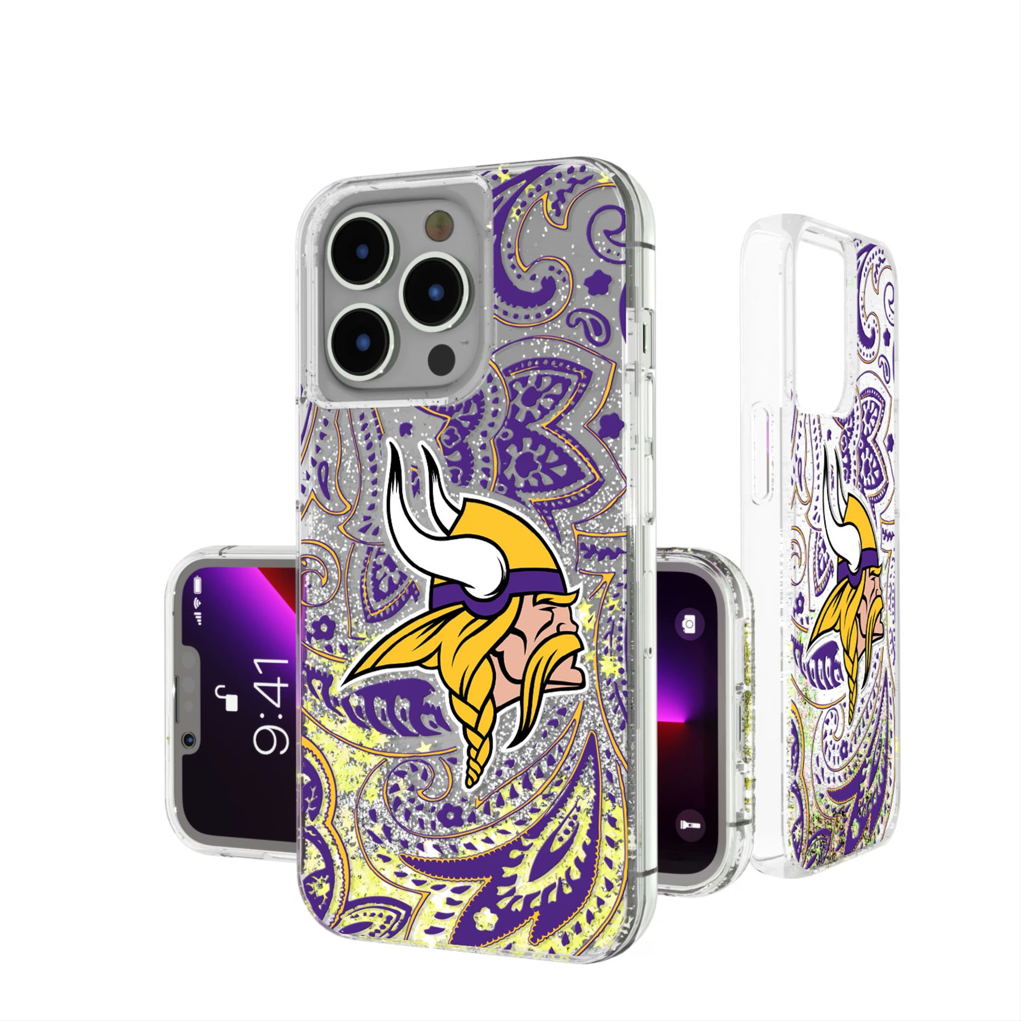 Minnesota Vikings Paisley iPhone Glitter Phone Case for Apple iPhone