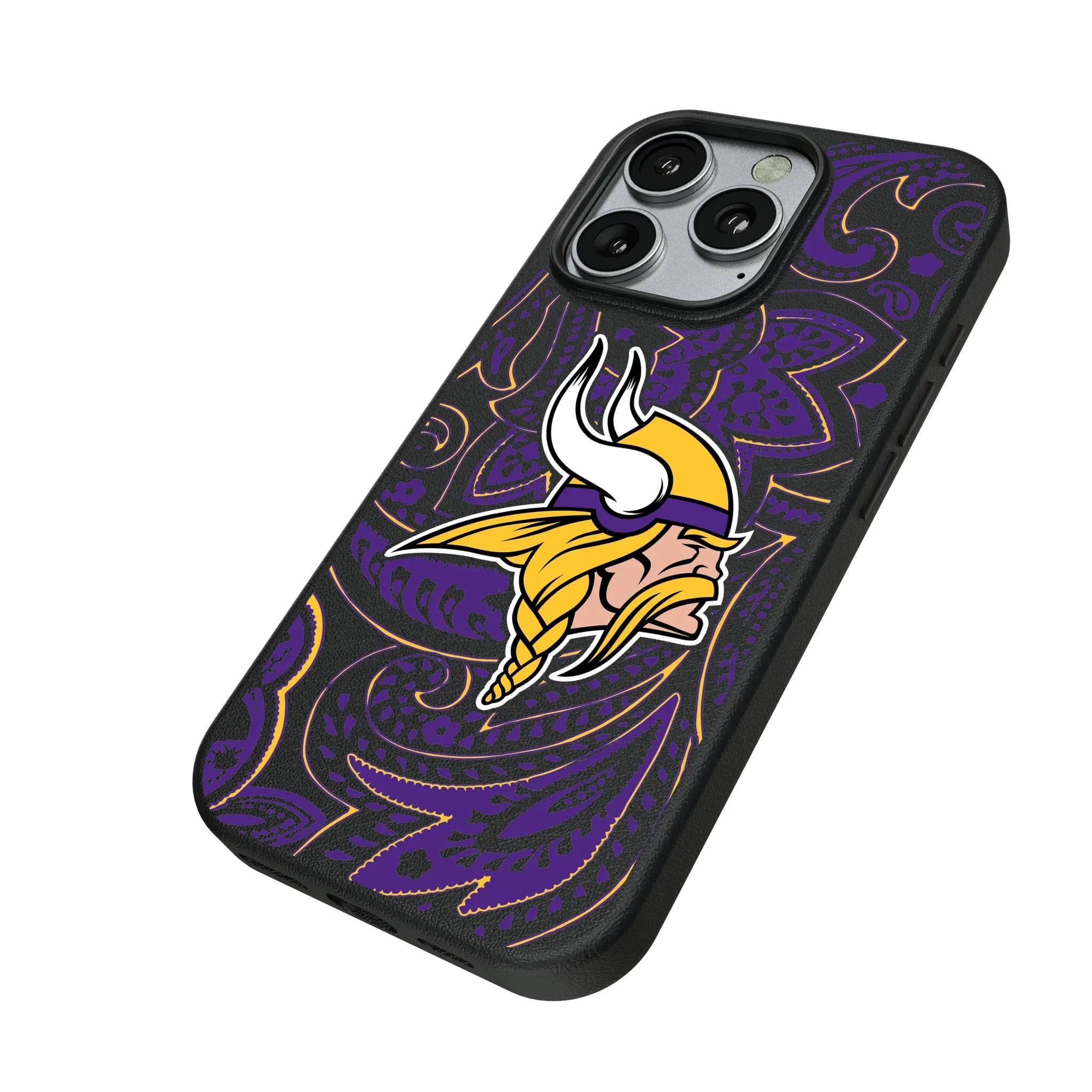 Minnesota Vikings Paisley iPhone MagSafe Compatible Phone Case for Apple iPhone - Isometric View
