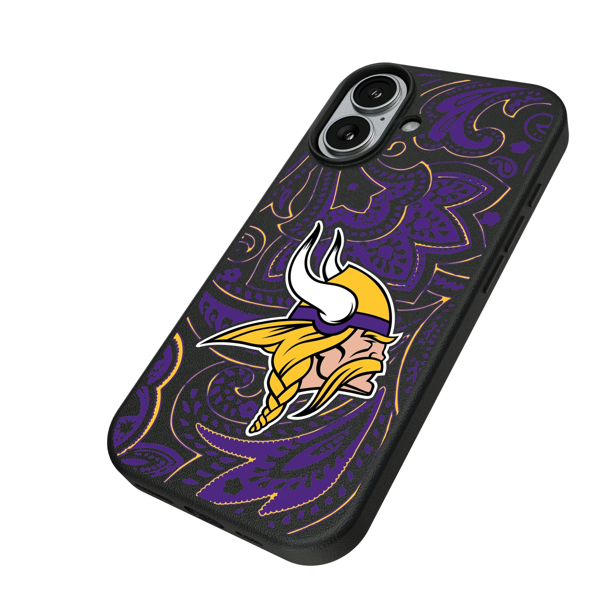 Minnesota Vikings Paisley iPhone MagSafe Compatible Phone Case for Apple iPhone - Isometric View#Device_iPhone 17