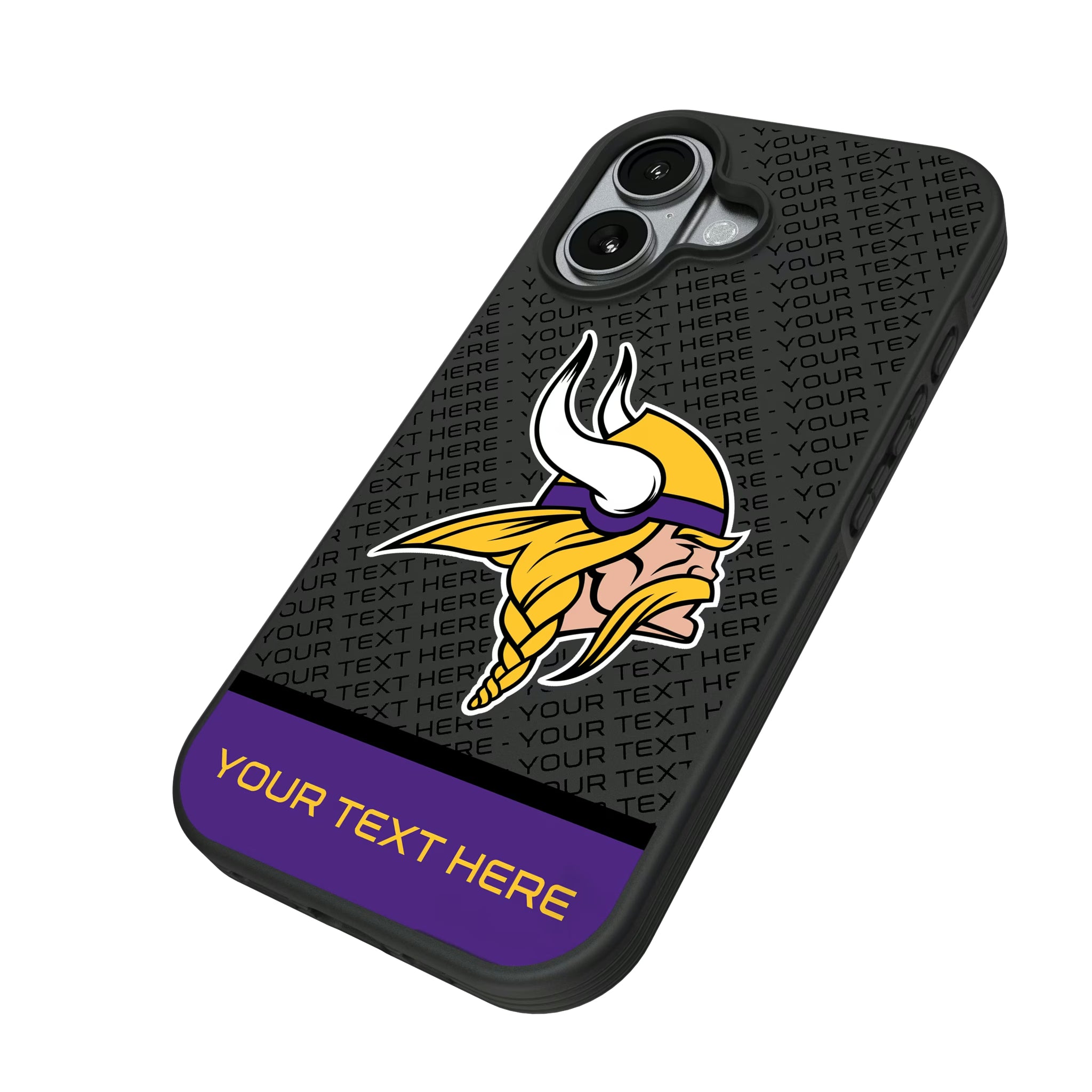 Minnesota Vikings Personalized EndZone Plus iPhone Bump Phone Case for Apple iPhone - Isometric View#Device_iPhone 17