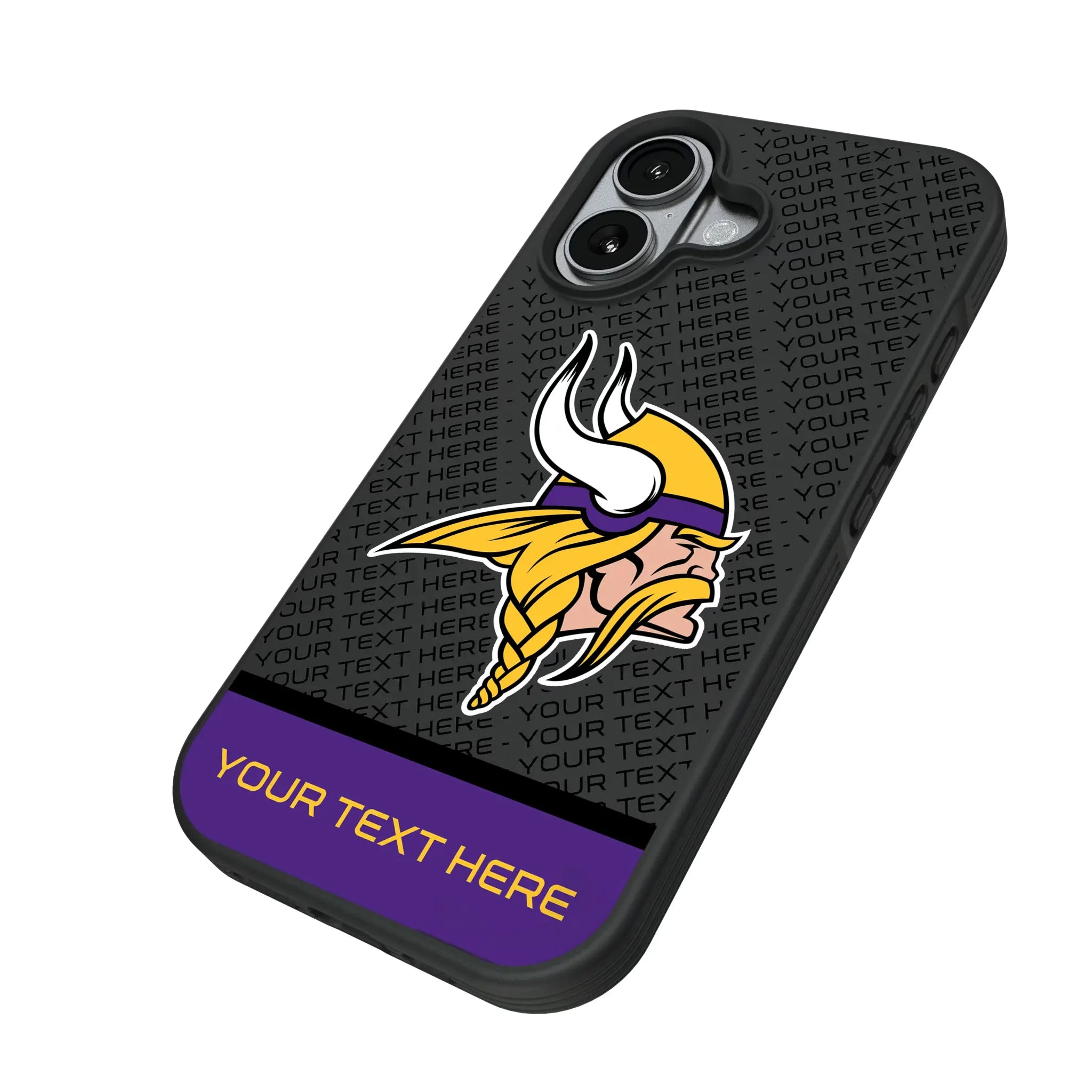 Minnesota Vikings Personalized EndZone Plus iPhone Bump Phone Case for Apple iPhone - Isometric View#Device_iPhone 17