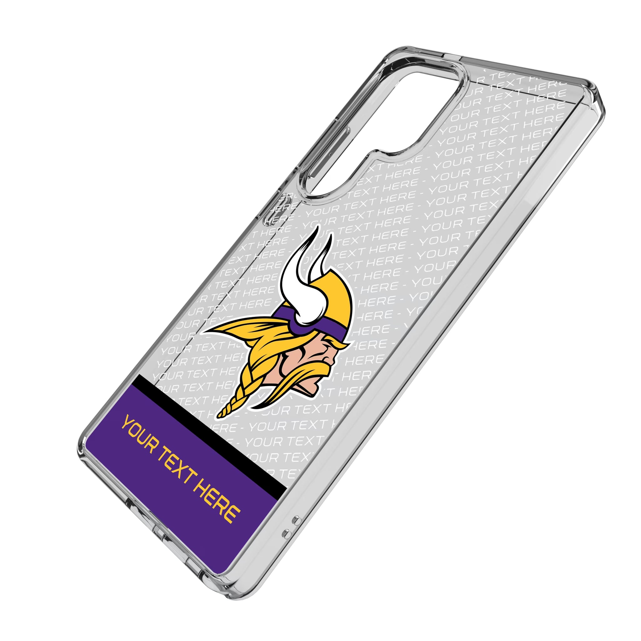 Minnesota Vikings Personalized EndZone Plus Galaxy Clear Phone Case for Samsung Galaxy - Isometric View