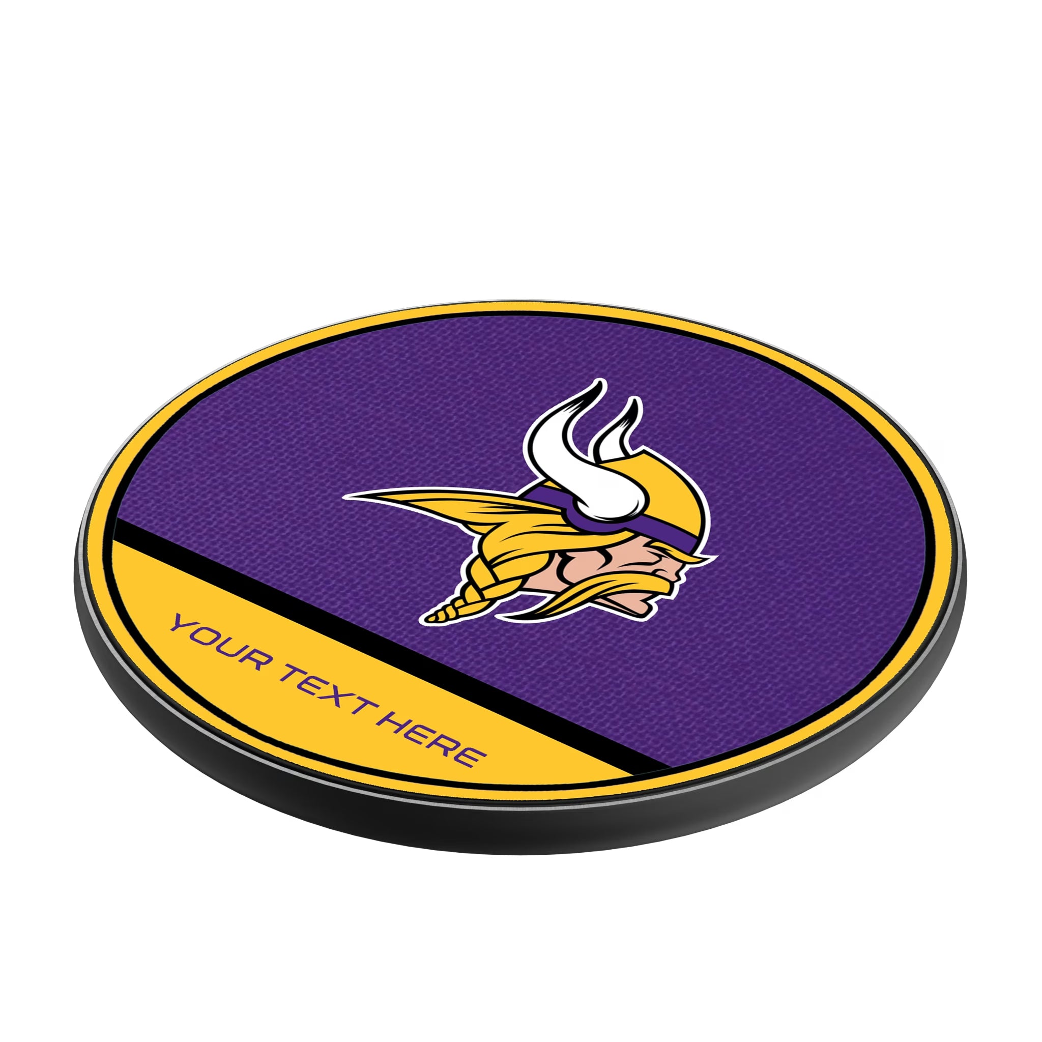 Minnesota Vikings Personalized Endzone Solid 15-Watt Wireless Charger - Isometric View