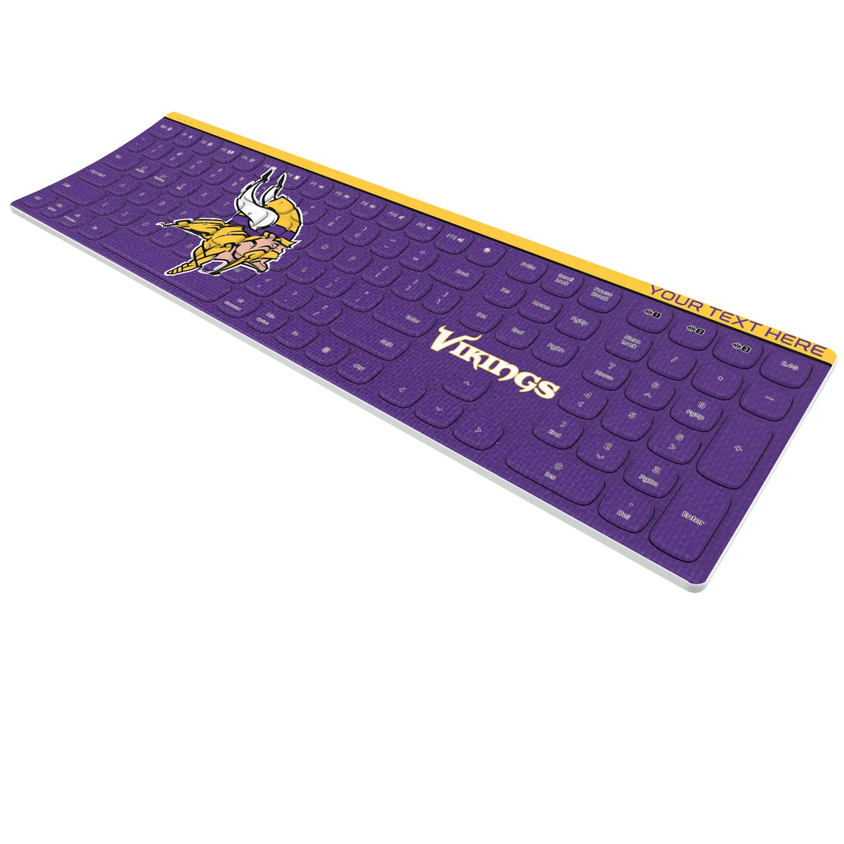 Minnesota Vikings Personalized Endzone Solid KKB605 Curved Wireless Keyboard - Isometric View