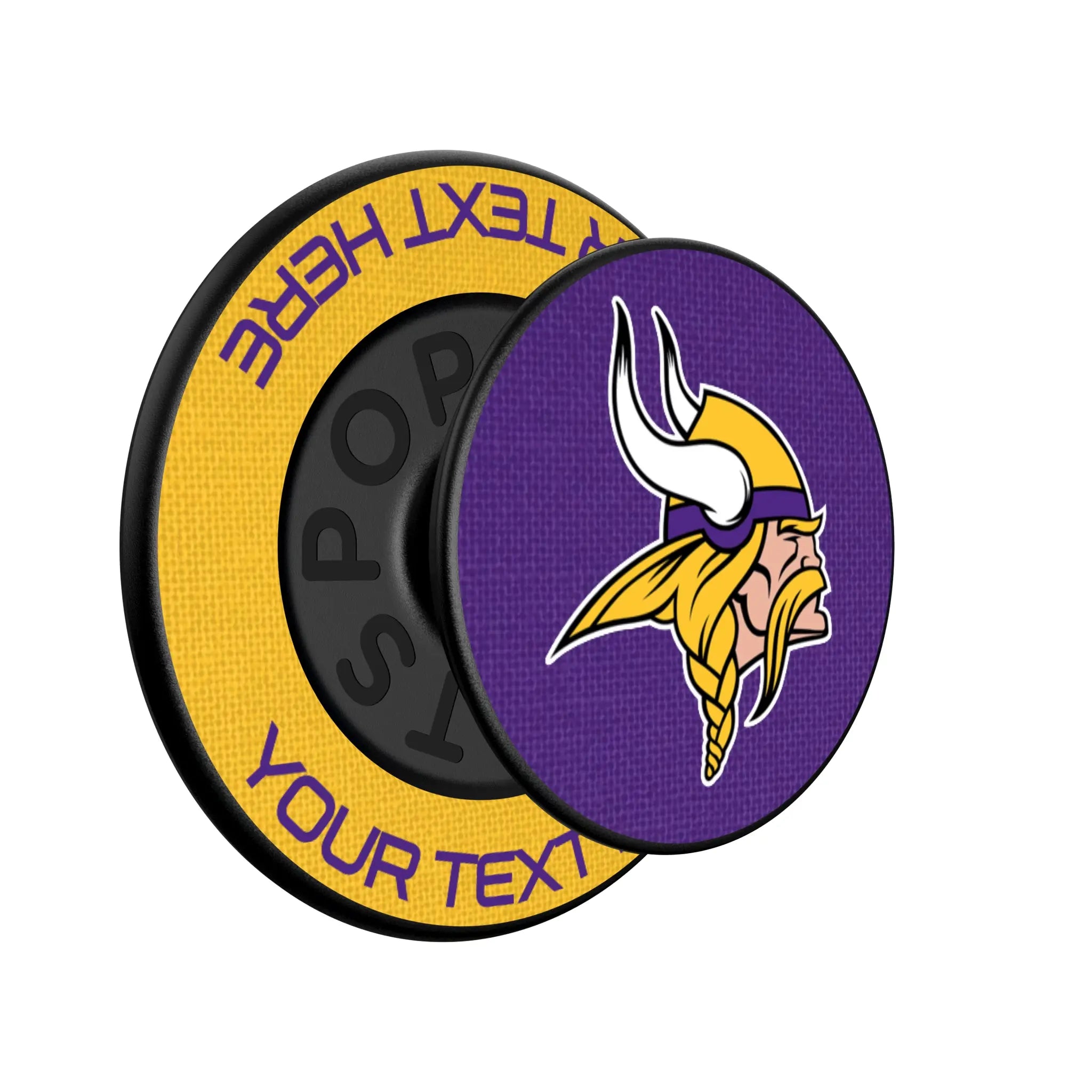 Minnesota Vikings Personalized Endzone Solid Popsockets Round Magnetic - Isometric View