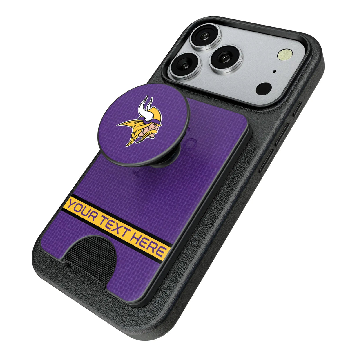 Minnesota Vikings Personalized Endzone Solid Popsockets Wallet Magnetic - Isometric View