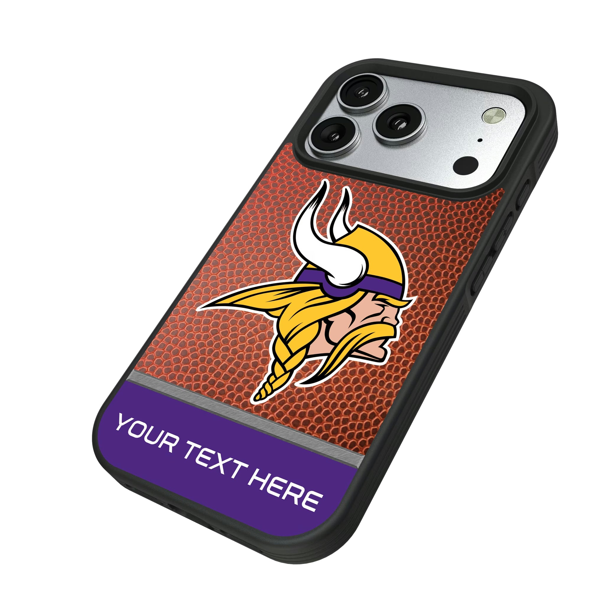 Minnesota Vikings Personalized Football iPhone Bump Phone Case for Apple iPhone - Isometric View#Device_iPhone 17 Pro