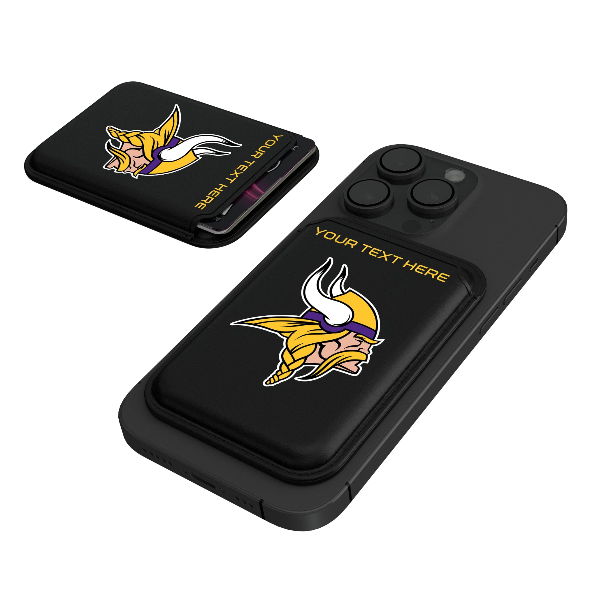 Minnesota Vikings Personalized Insignia Black Magnetic Credit Card Wallet