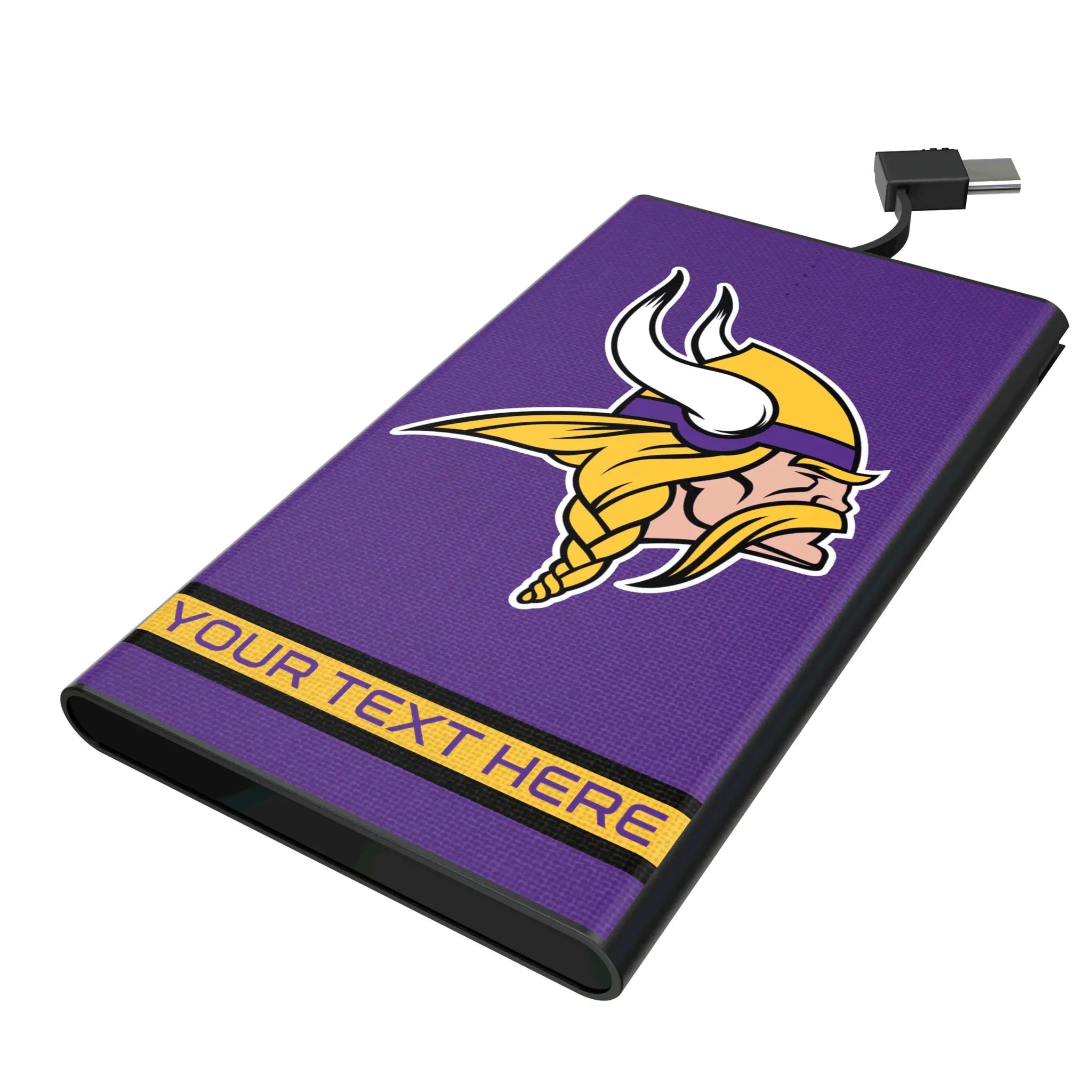 Minnesota Vikings Personalized Stripe 5000mAh Flat Power Bank