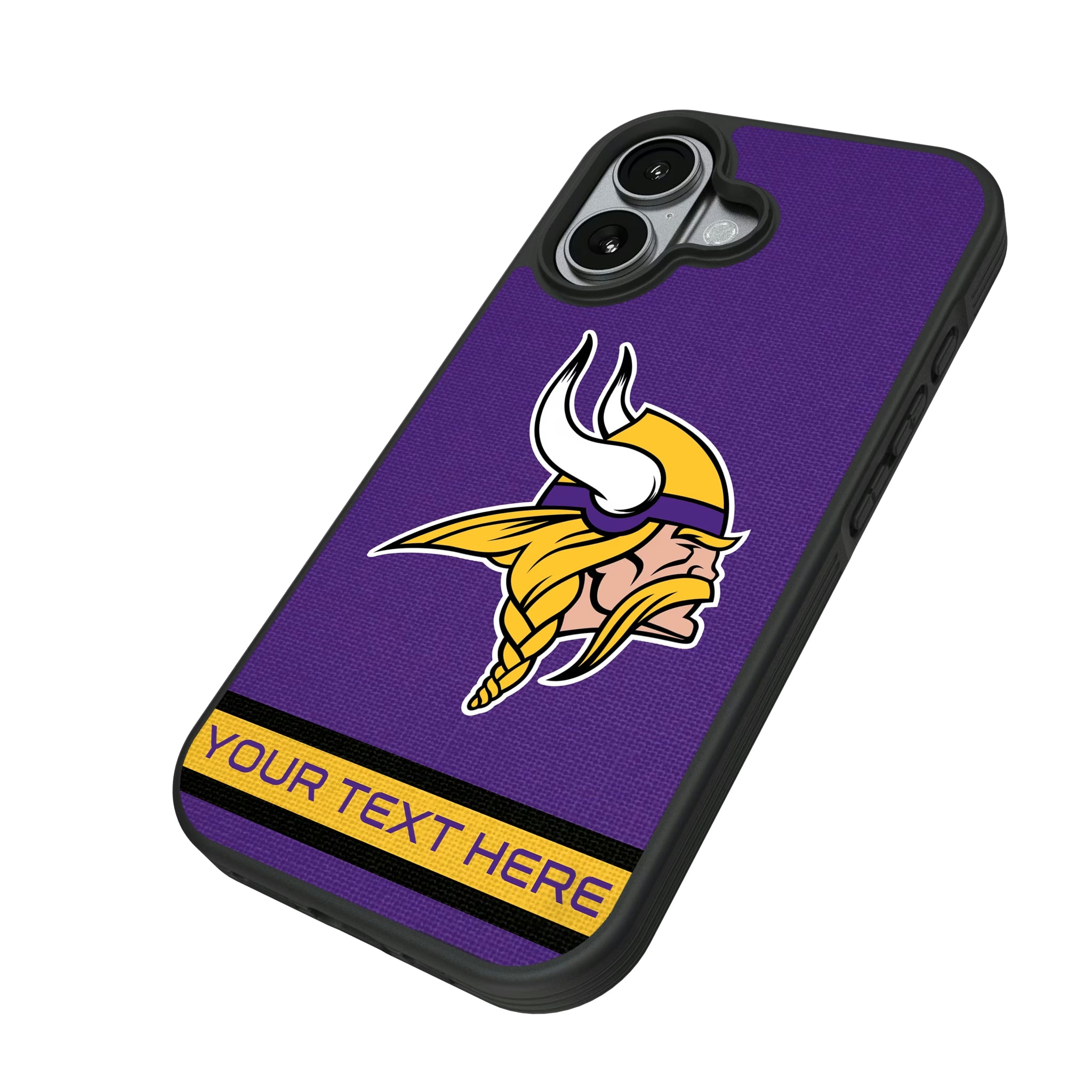 Minnesota Vikings Personalized Stripe iPhone Bump Phone Case for Apple iPhone - Isometric View#Device_iPhone 17