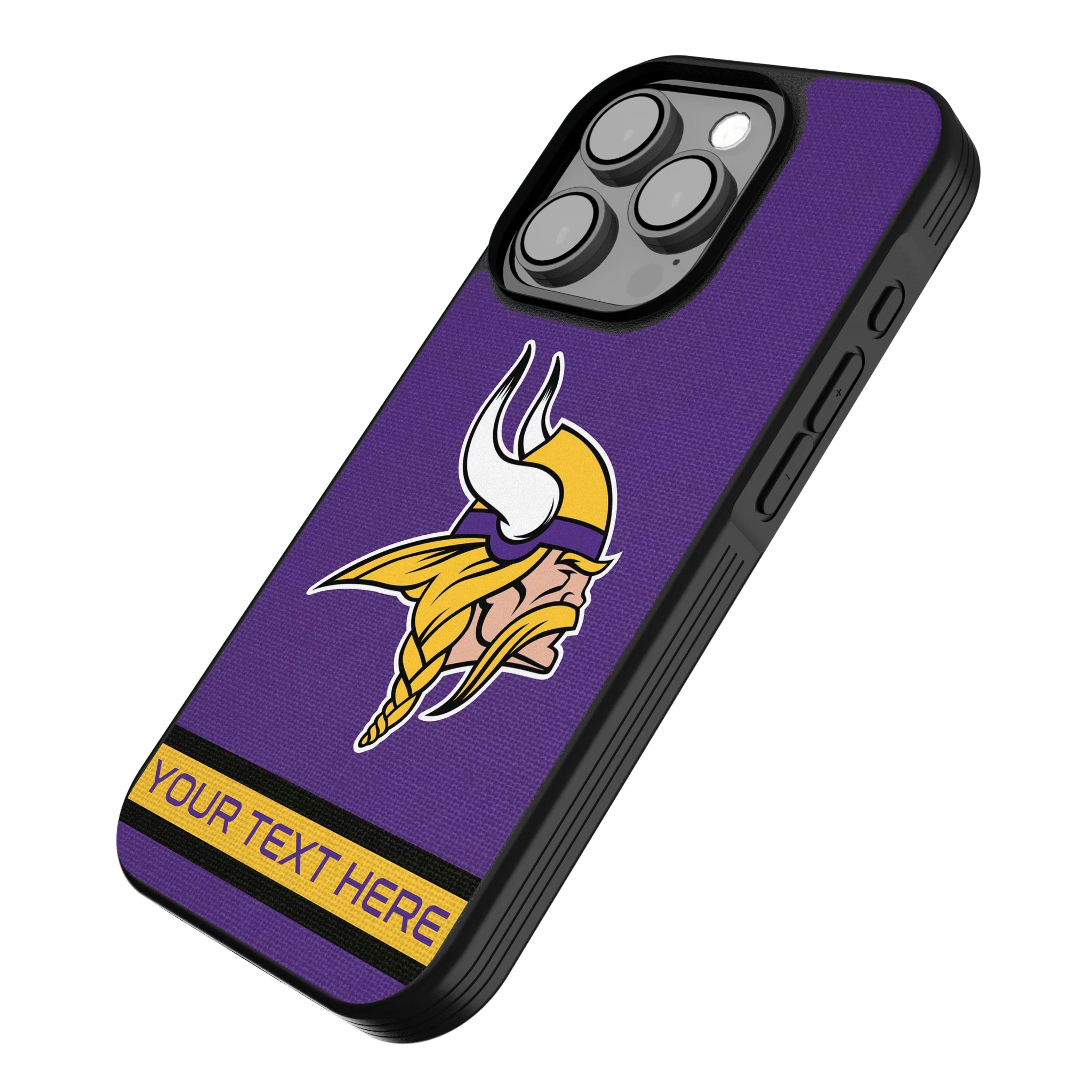 Minnesota Vikings Personalized Stripe iPhone Bump Phone Case for Apple iPhone - Isometric View