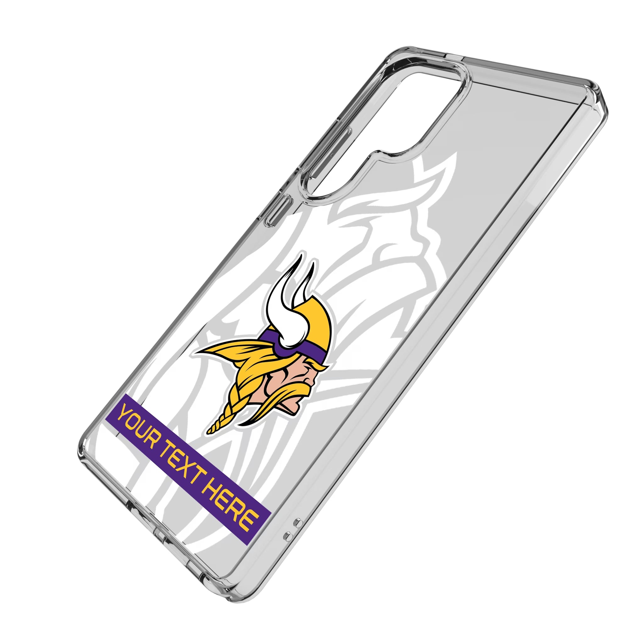 Minnesota Vikings Personalized Tilt Galaxy Clear Phone Case for Samsung Galaxy - Isometric View