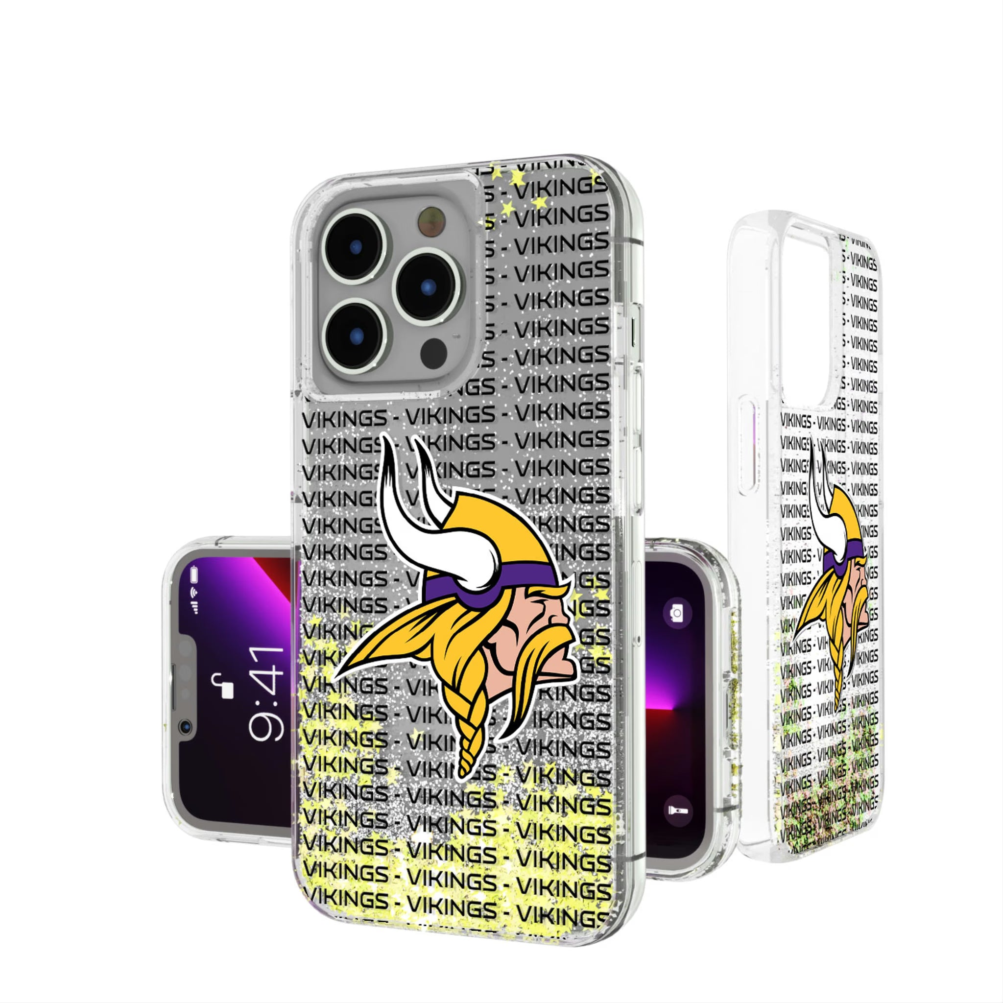 Minnesota Vikings Text Backdrop iPhone Glitter Phone Case for Apple iPhone