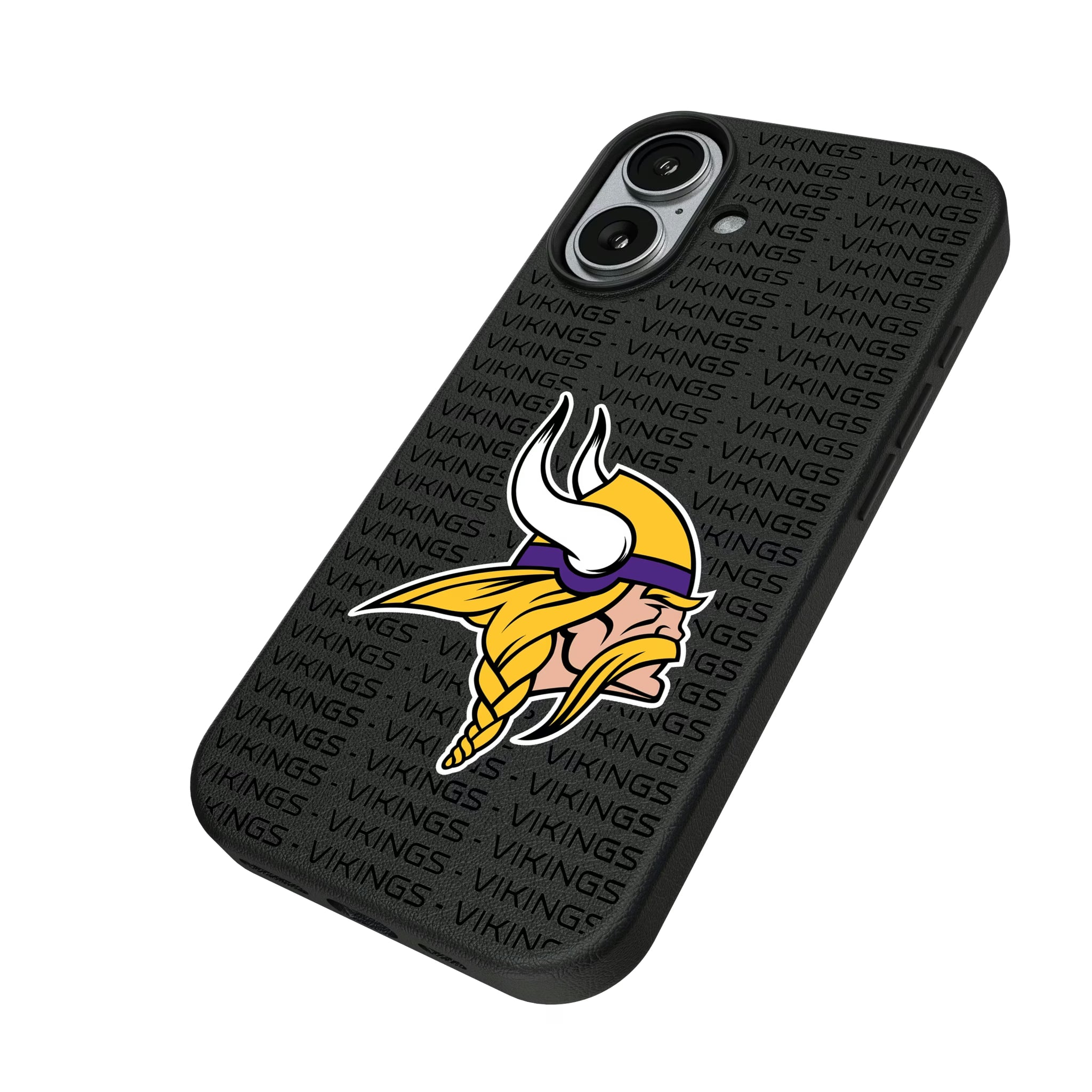 Minnesota Vikings Text Backdrop iPhone MagSafe Compatible Phone Case for Apple iPhone - Isometric View#Device_iPhone 17