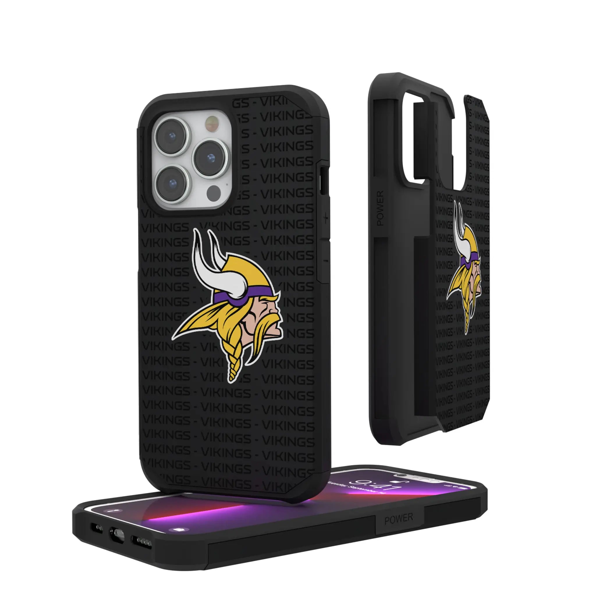 Minnesota Vikings Text Backdrop iPhone Rugged Phone Case for Apple iPhone