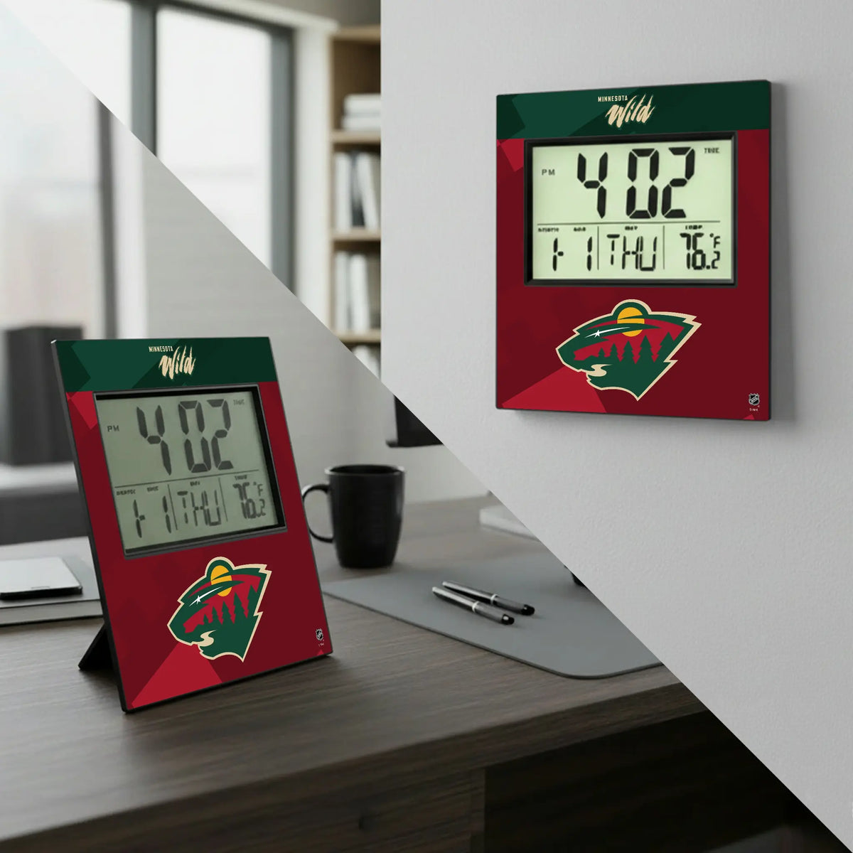 Minnesota Wild Color Block Wall Clock - Lifestyle