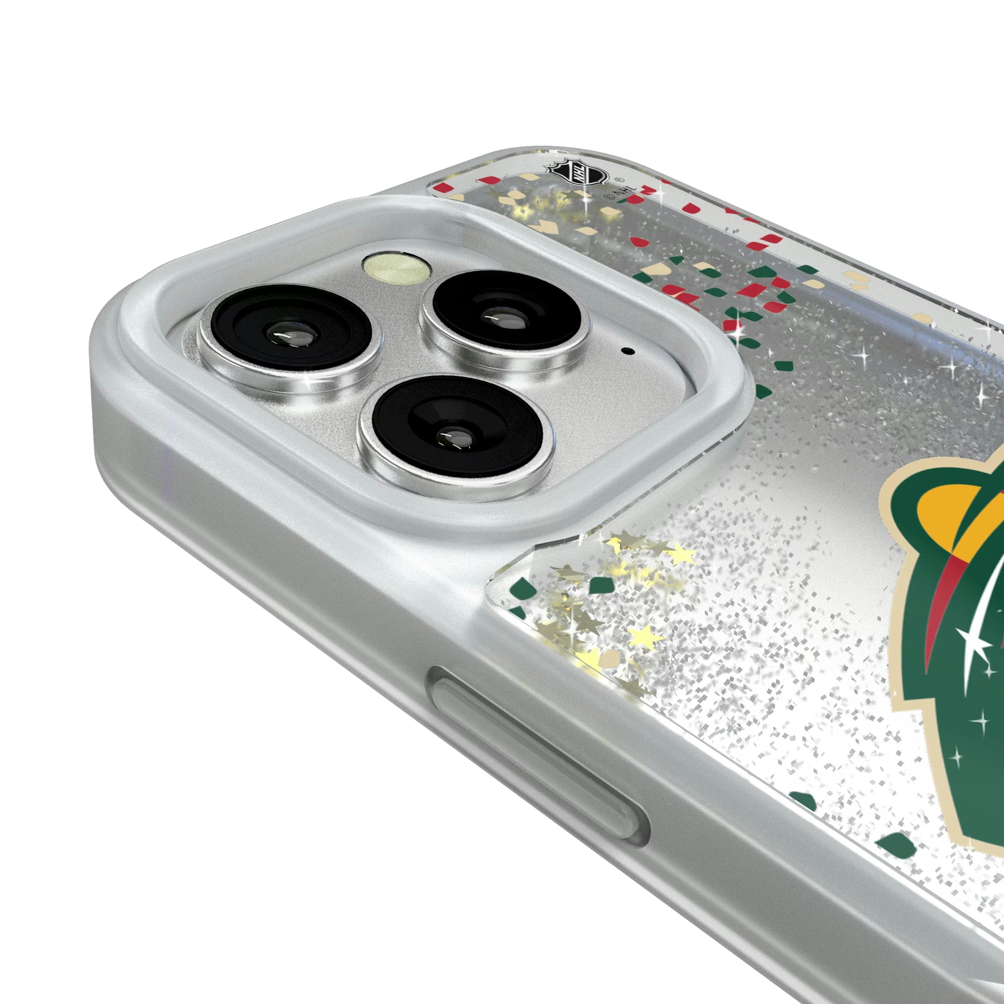 Minnesota Wild Confetti iPhone Glitter Phone Case for Apple iPhone - Detail#Device_iPhone 16 Pro