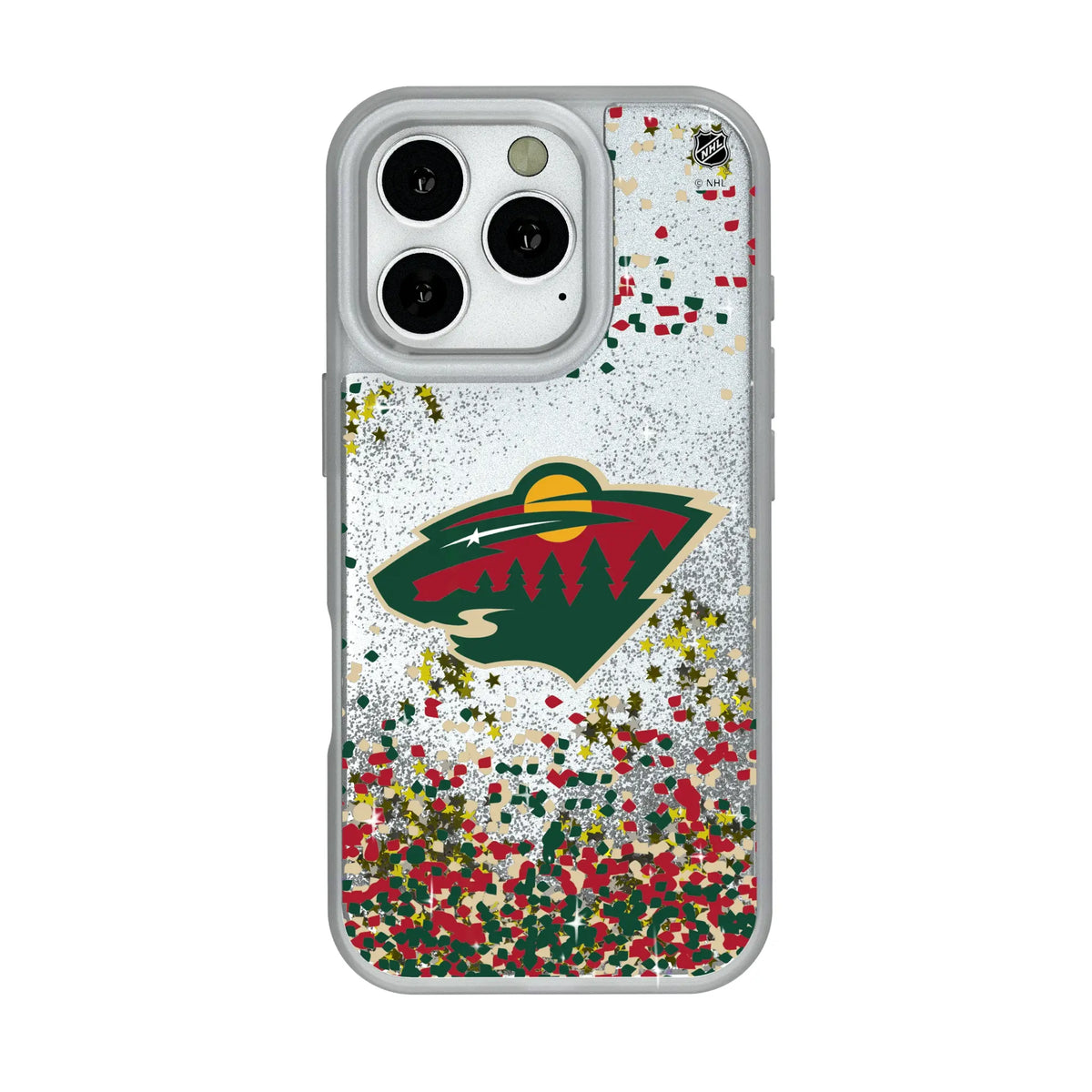 Minnesota Wild Confetti iPhone Glitter Phone Case for Apple iPhone#Device_iPhone 16 Pro