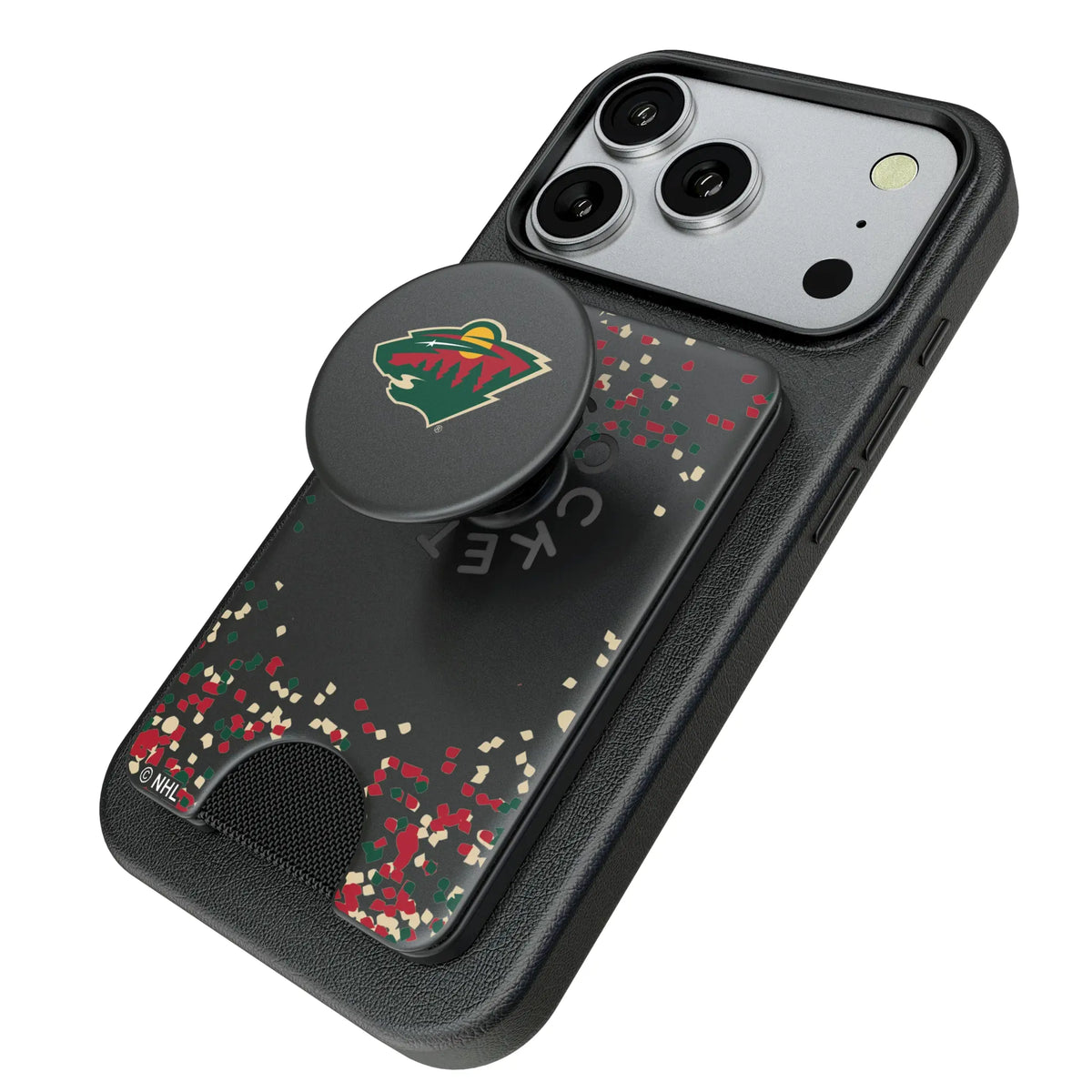 Minnesota Wild Confetti Popsockets Wallet Magnetic - Isometric View