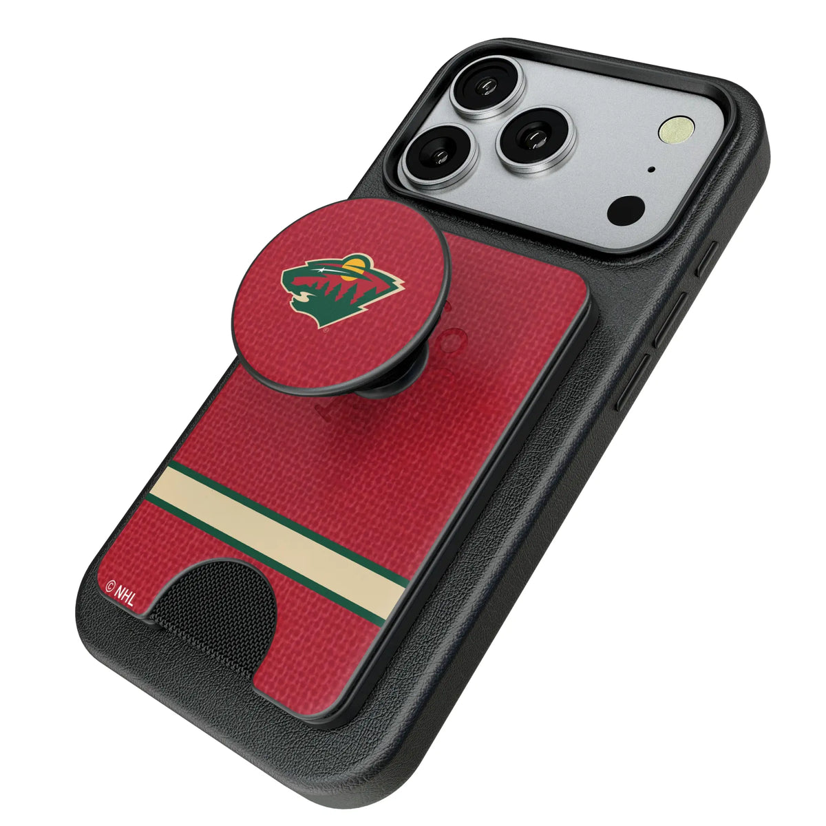 Minnesota Wild Endzone Solid Popsockets Wallet Magnetic - Isometric View