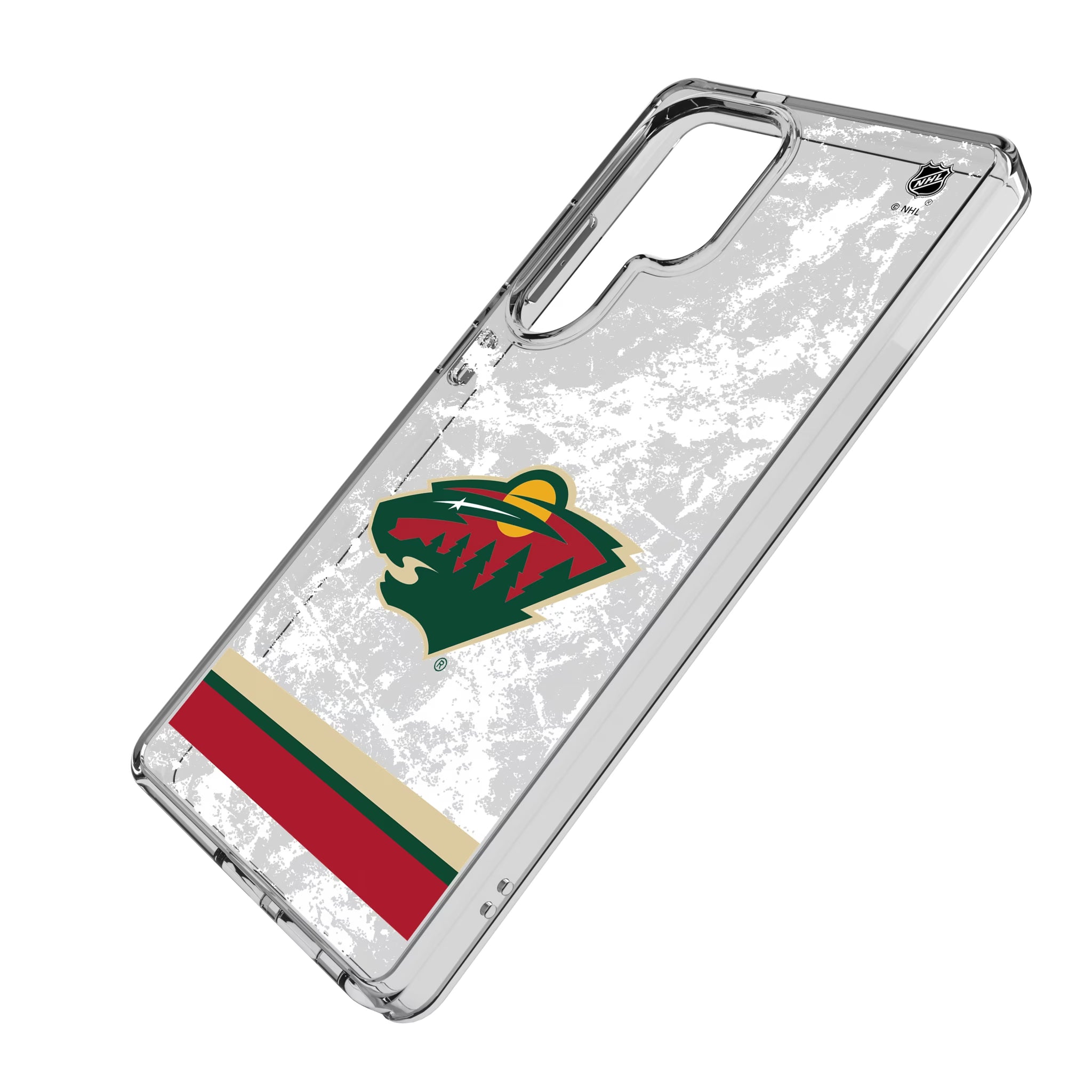 Minnesota Wild Ice Stripe Galaxy Clear Phone Case for Samsung Galaxy - Isometric View