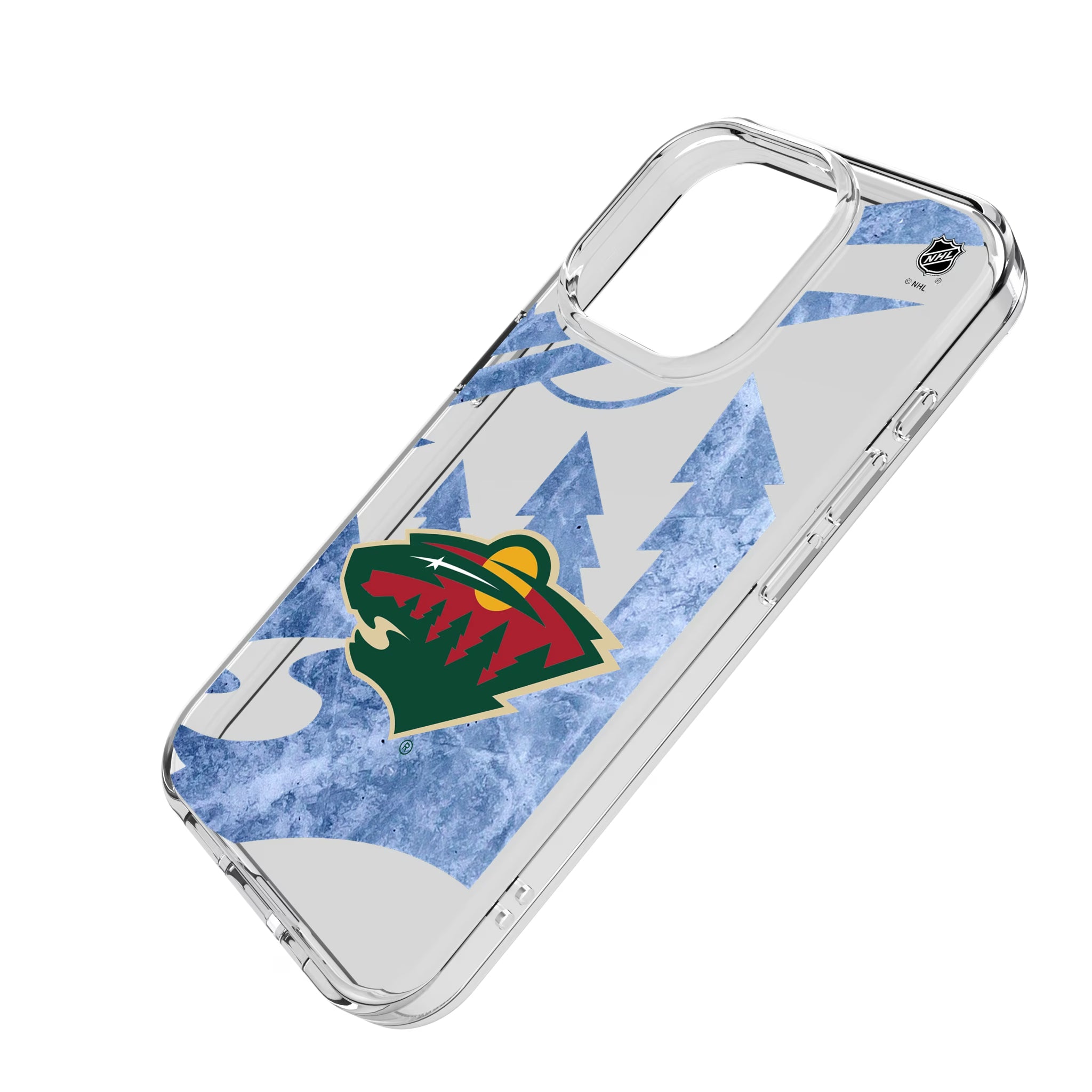 Minnesota Wild Ice Tilt iPhone Clear Phone Case for Apple iPhone - Isometric View