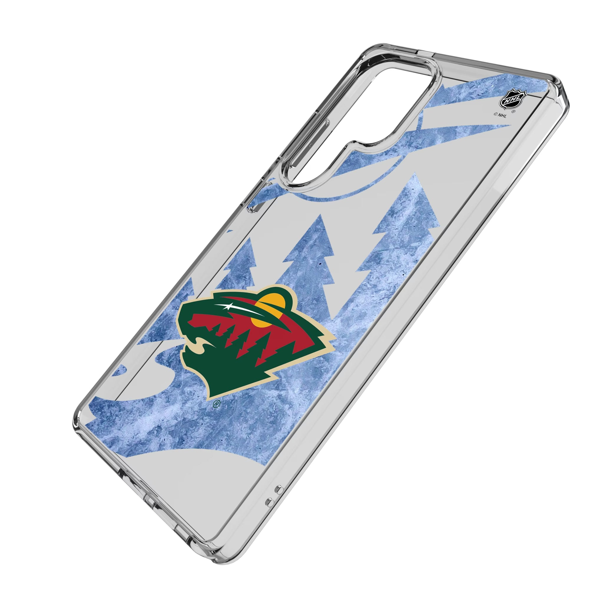 Minnesota Wild Ice Tilt Galaxy Clear Phone Case for Samsung Galaxy - Isometric View