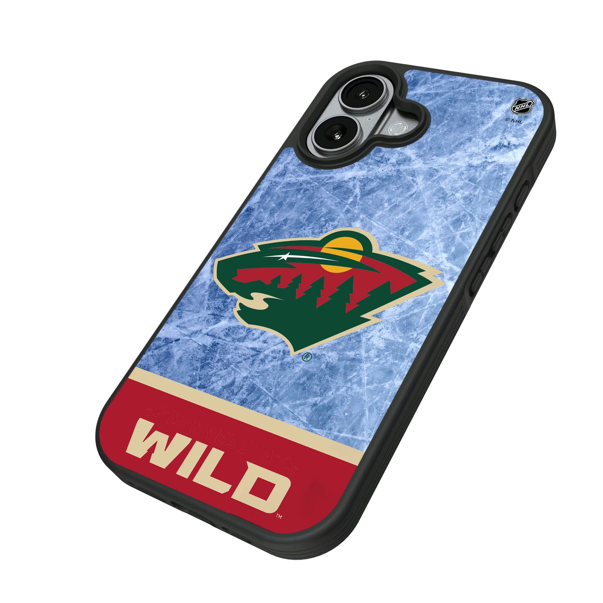 Minnesota Wild Ice Wordmark iPhone Bump Phone Case for Apple iPhone - Isometric View#Device_iPhone 17