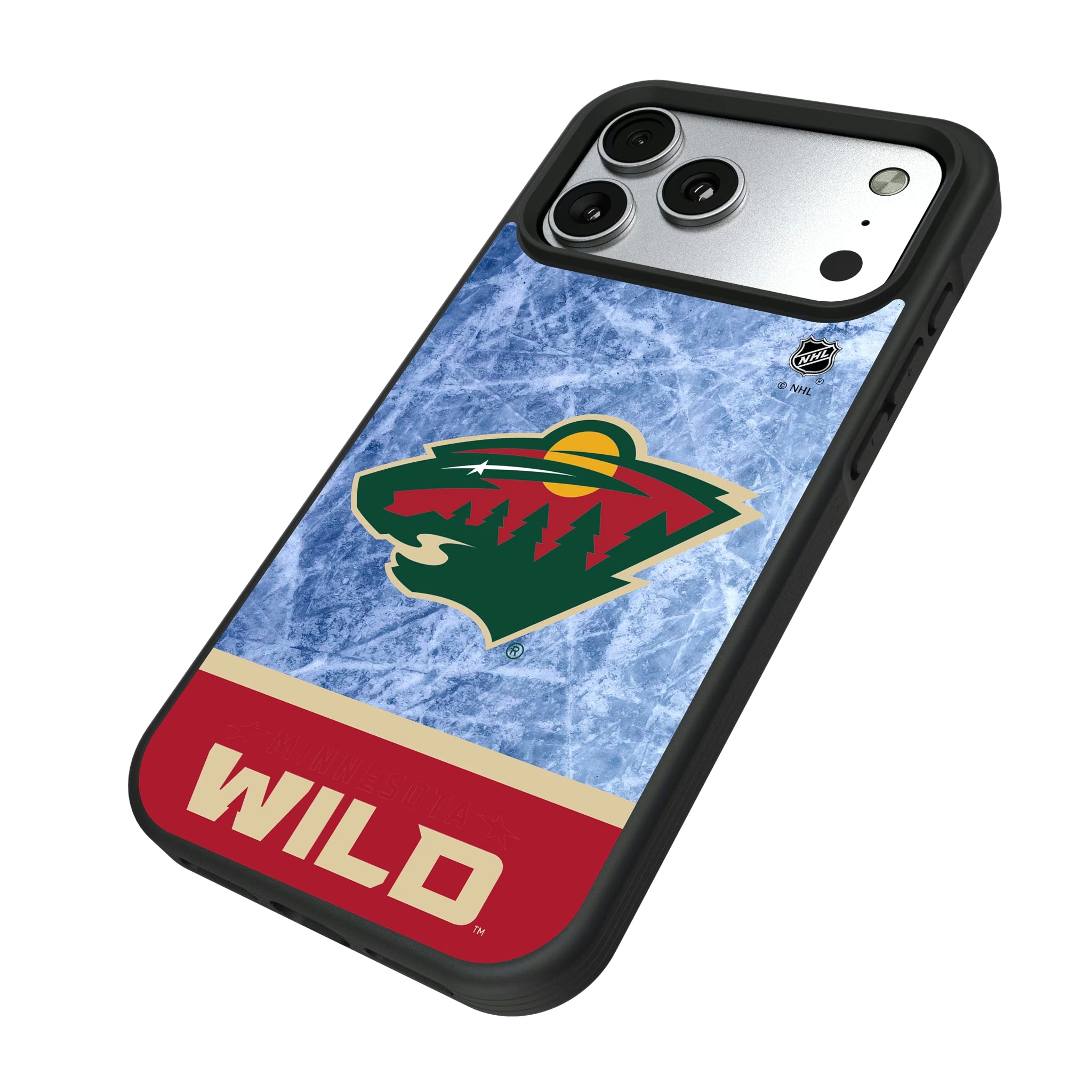 Minnesota Wild Ice Wordmark iPhone Bump Phone Case for Apple iPhone - Isometric View#Device_iPhone 17 Pro Max