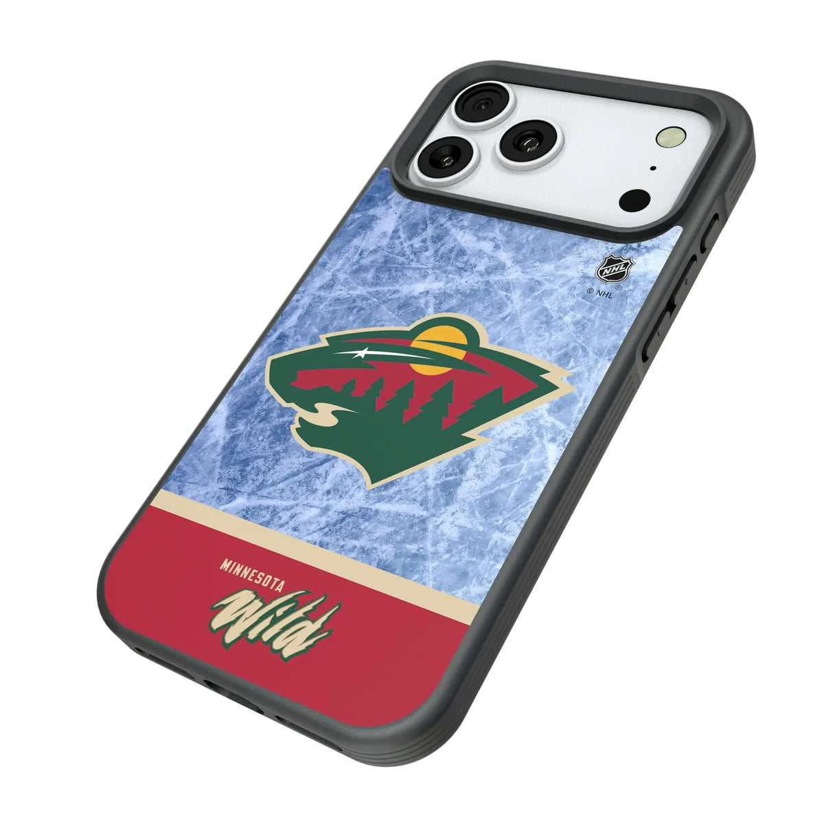 Minnesota Wild Ice Wordmark iPhone Bump Phone Case for Apple iPhone - Isometric View#Device_iPhone 18 Pro Max