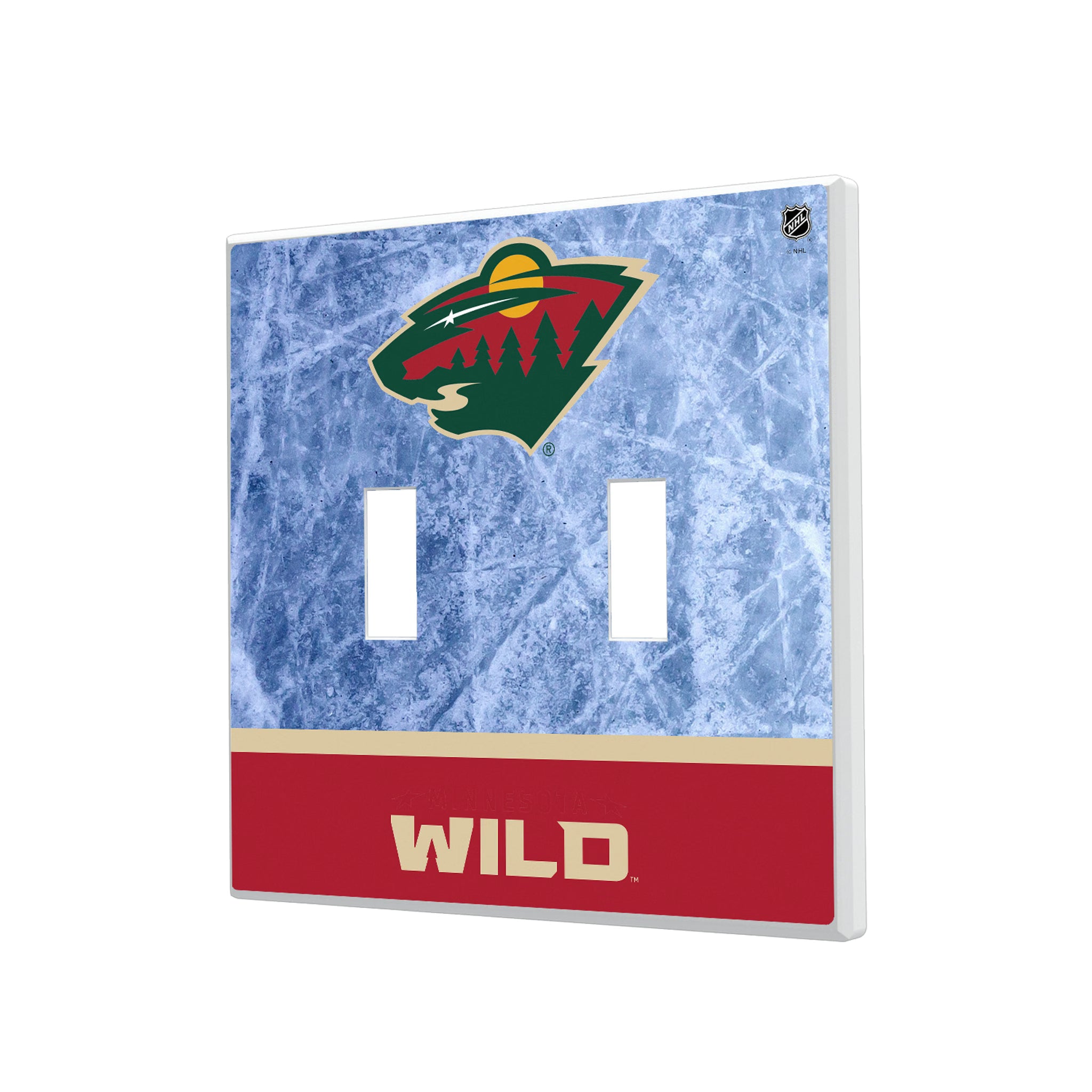 Minnesota Wild Ice Wordmark Hidden-Screw Light Switch Plate#Style_Double Toggle
