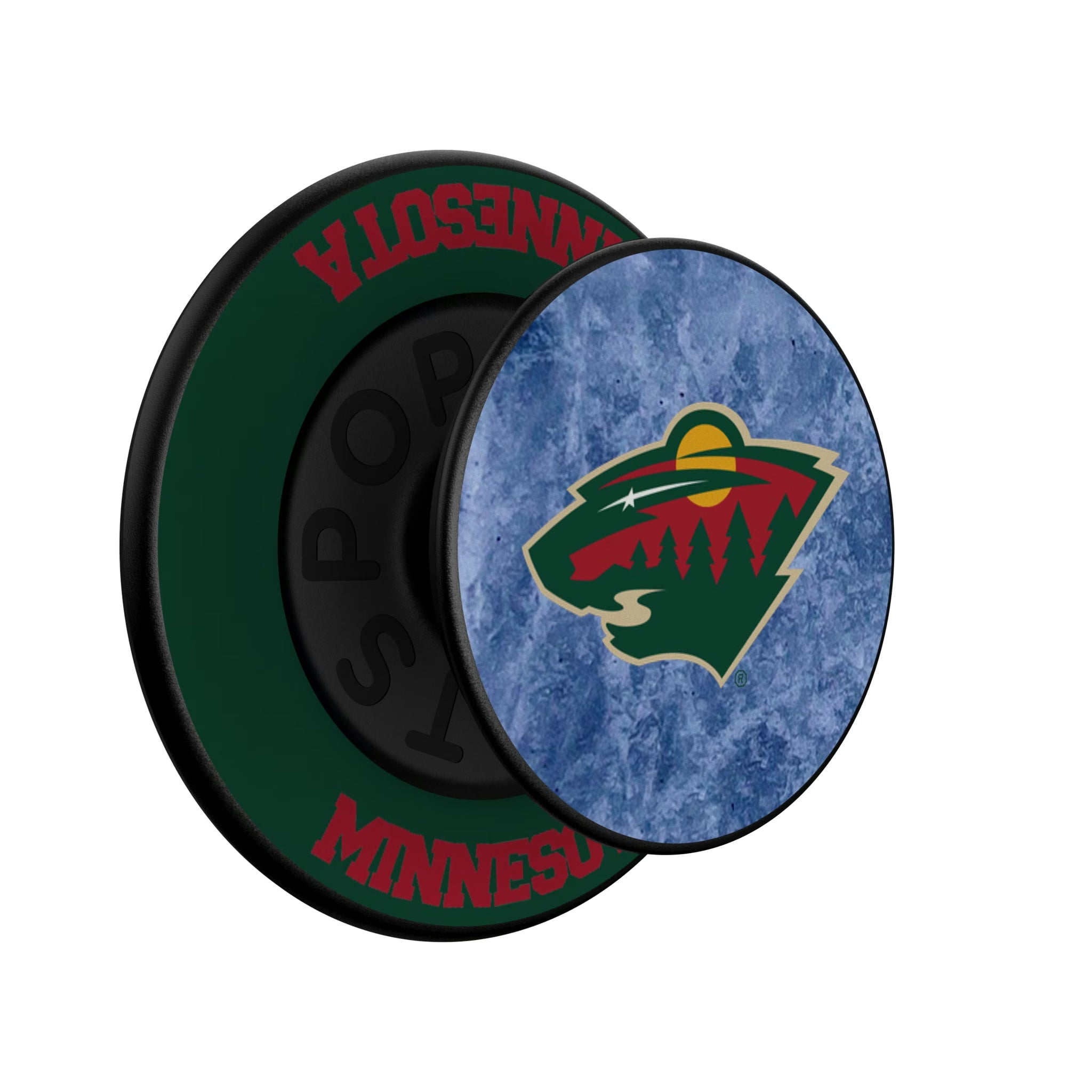 Minnesota Wild Ice Wordmark Popsockets Round Magnetic - Isometric View