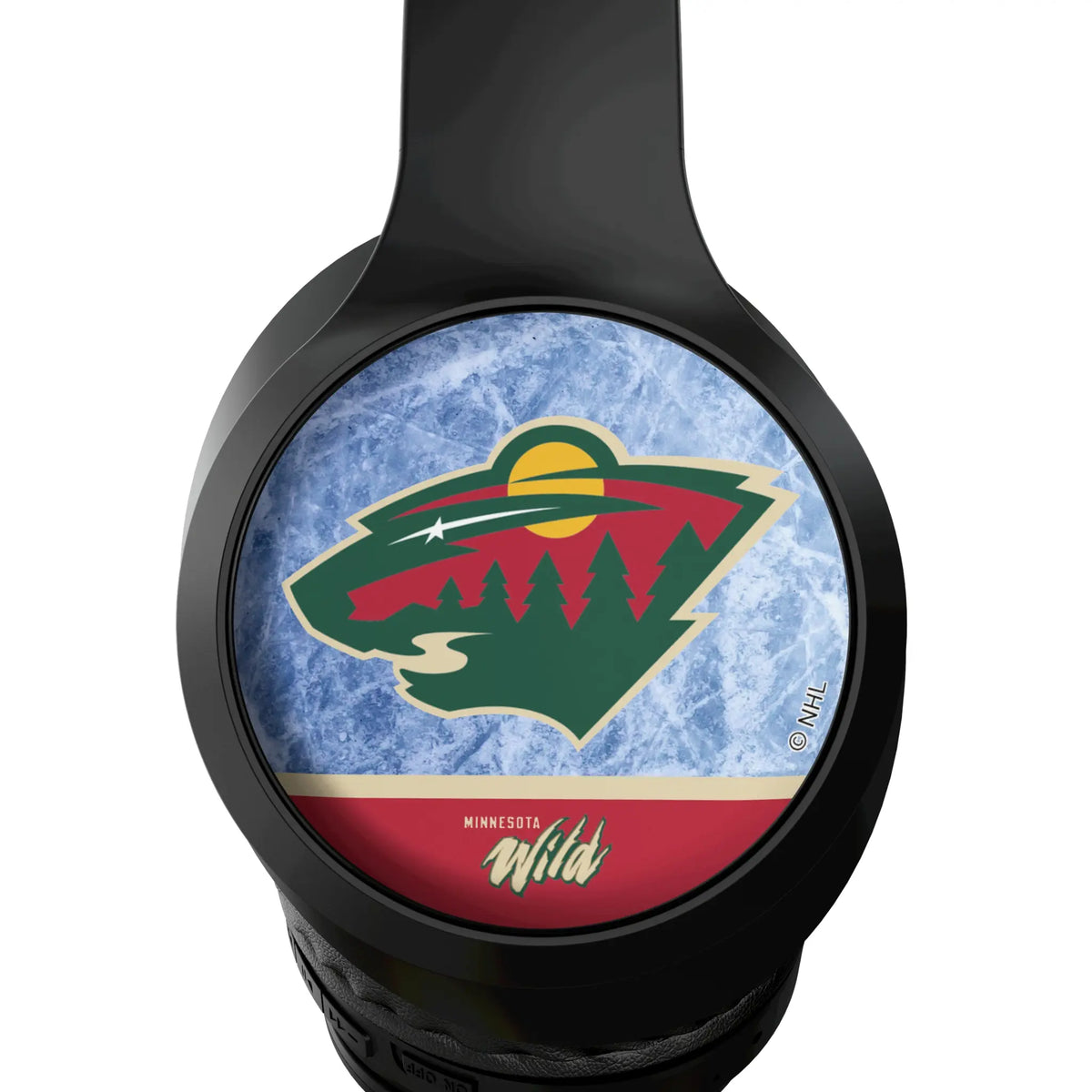 Minnesota Wild Ice Wordmark Wireless Over-Ear Headphones With Case - Detail