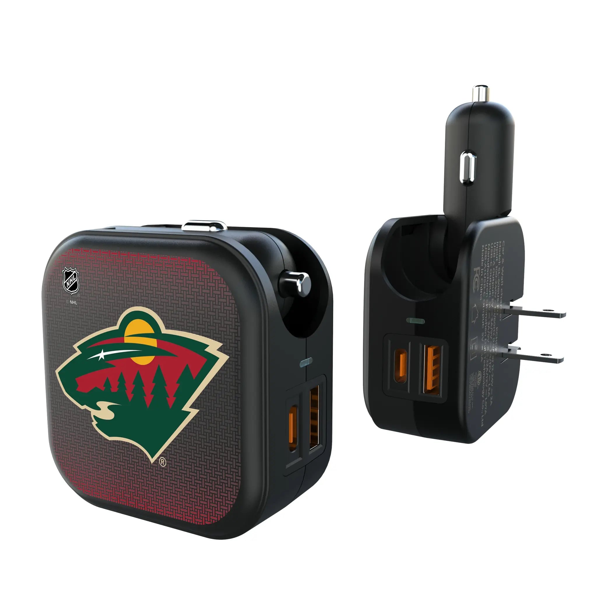 Minnesota Wild Linen 2 in 1 USB A/C Charger